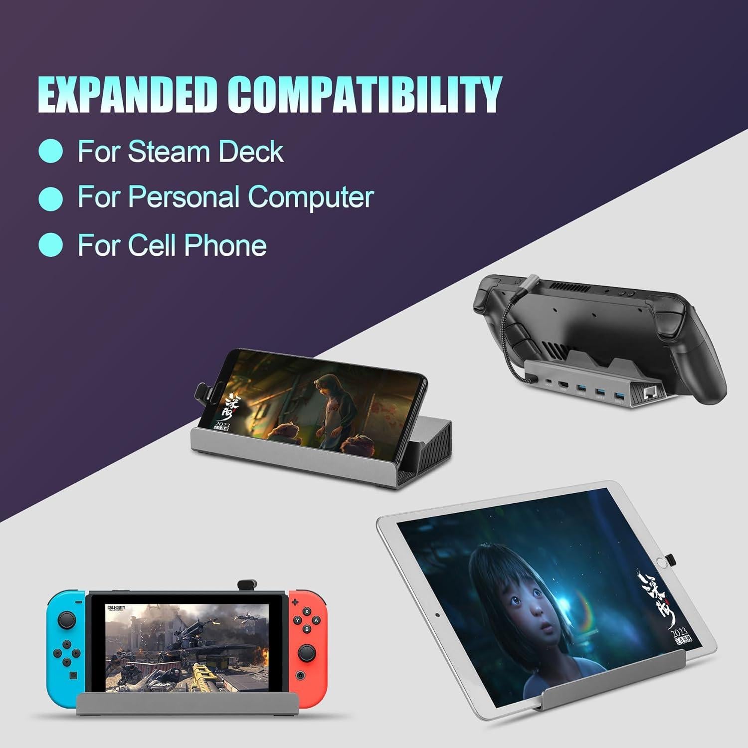 Dock 6 en 1 para Steam Deck ROG Ally HDMI 4K Ethernet USB