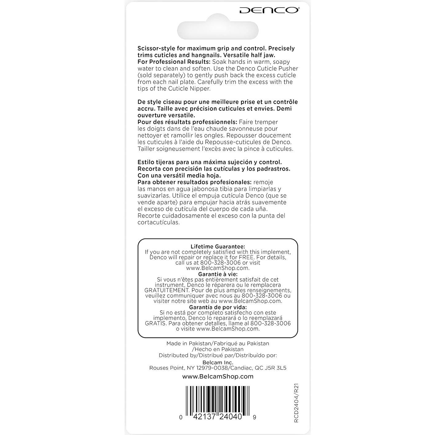 Cortador de Cutículas Estilo Tijera Denco 2404N Acero Inoxidable