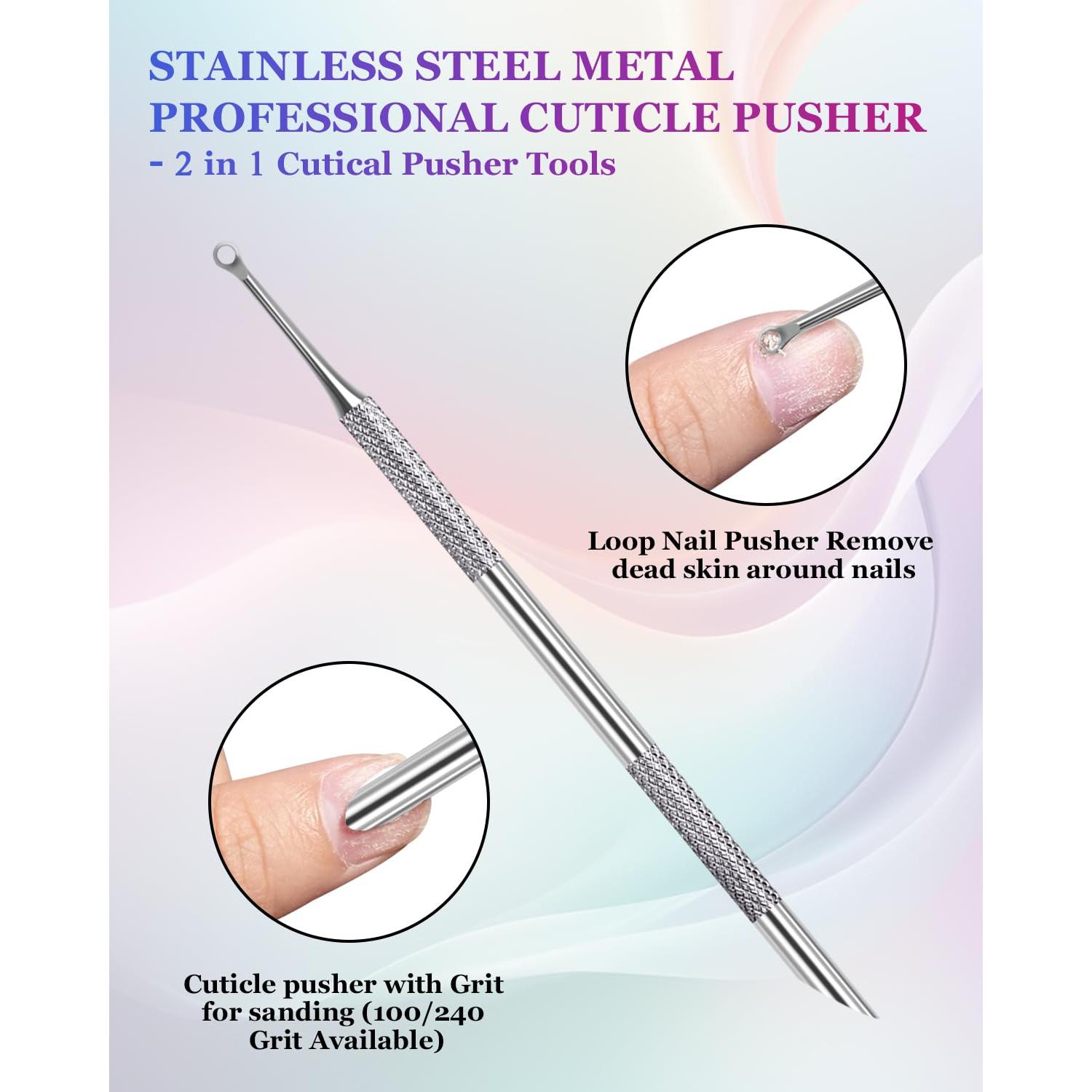 Empujador de Cutículas KUNSHNBEI Acero Inoxidable 3 en 1