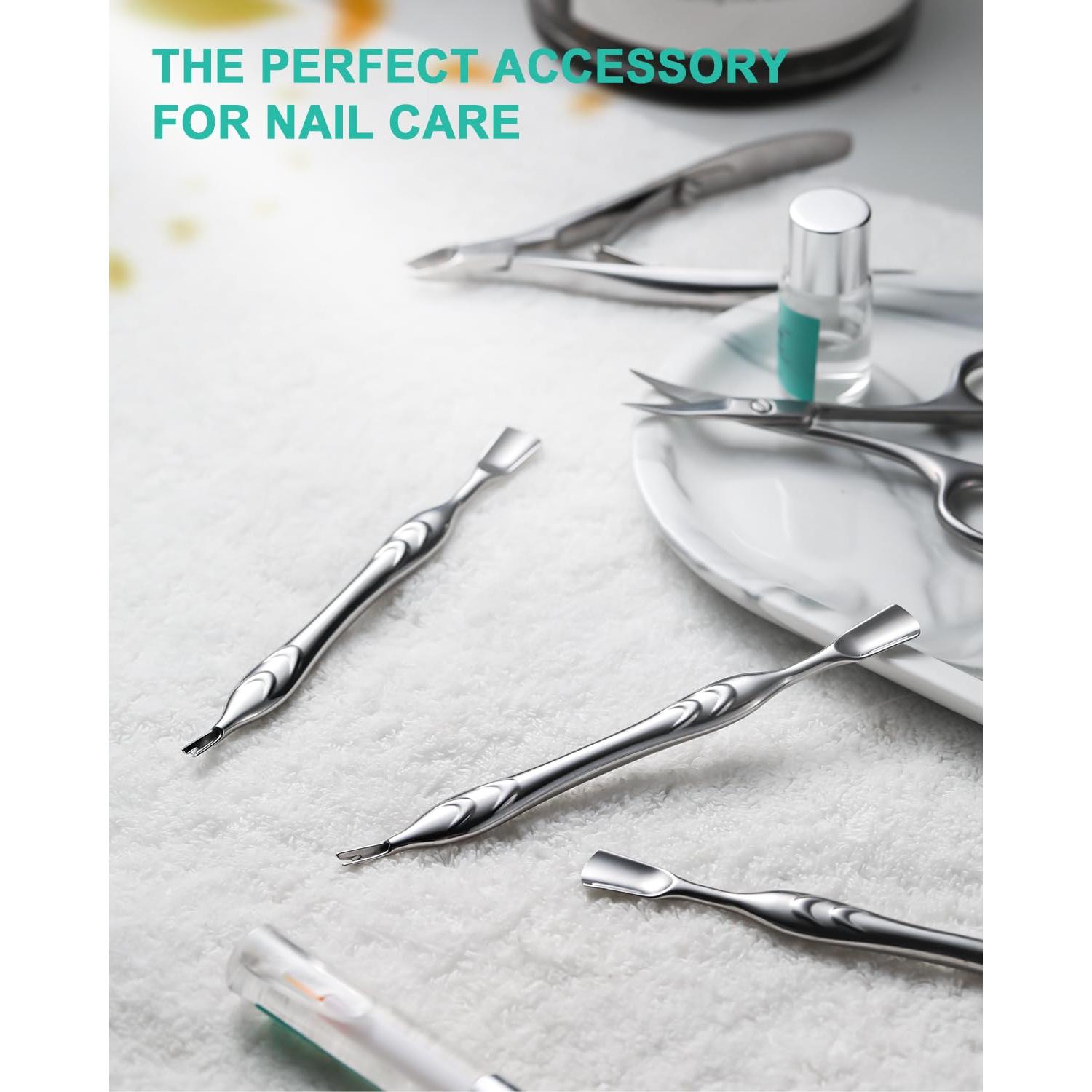 BEZOX Empujador de Cutículas 2 en 1 - Acero Inoxidable