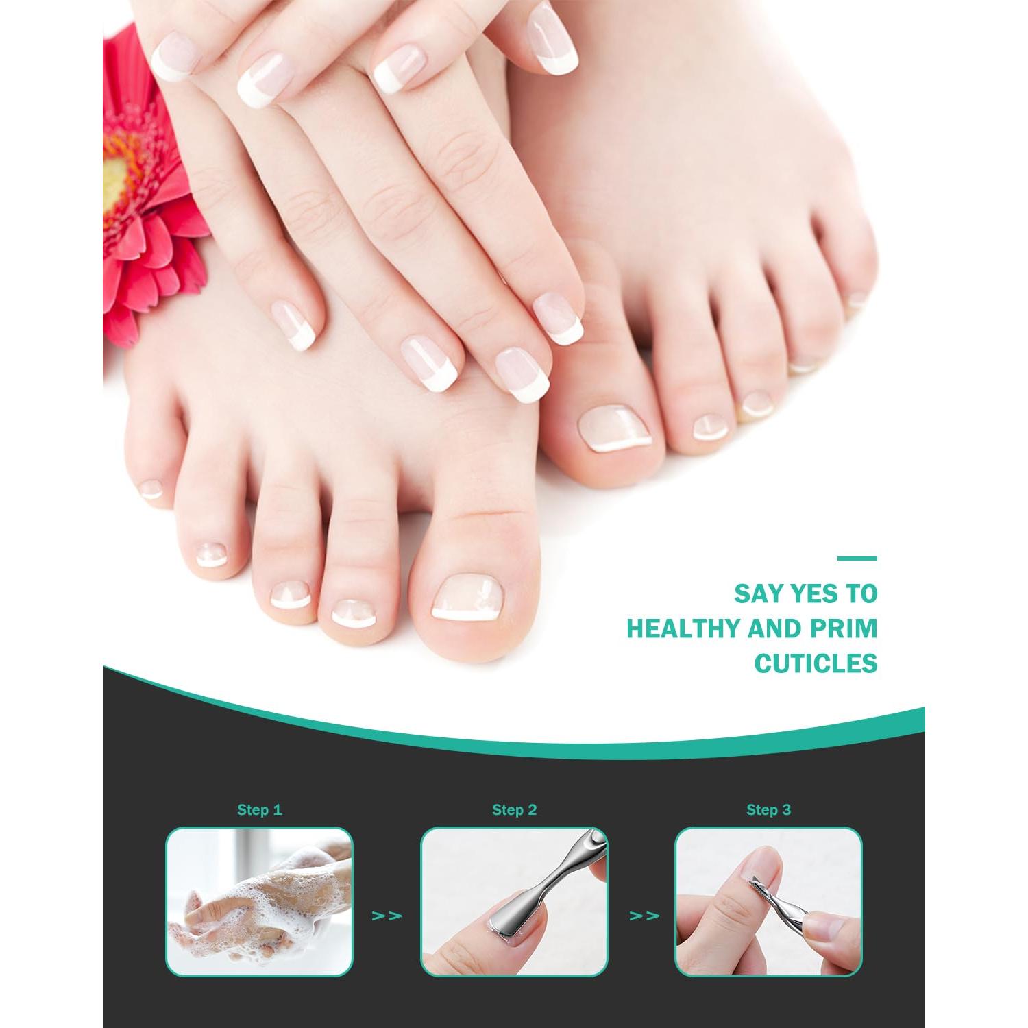 BEZOX Empujador de Cutículas 2 en 1 - Acero Inoxidable