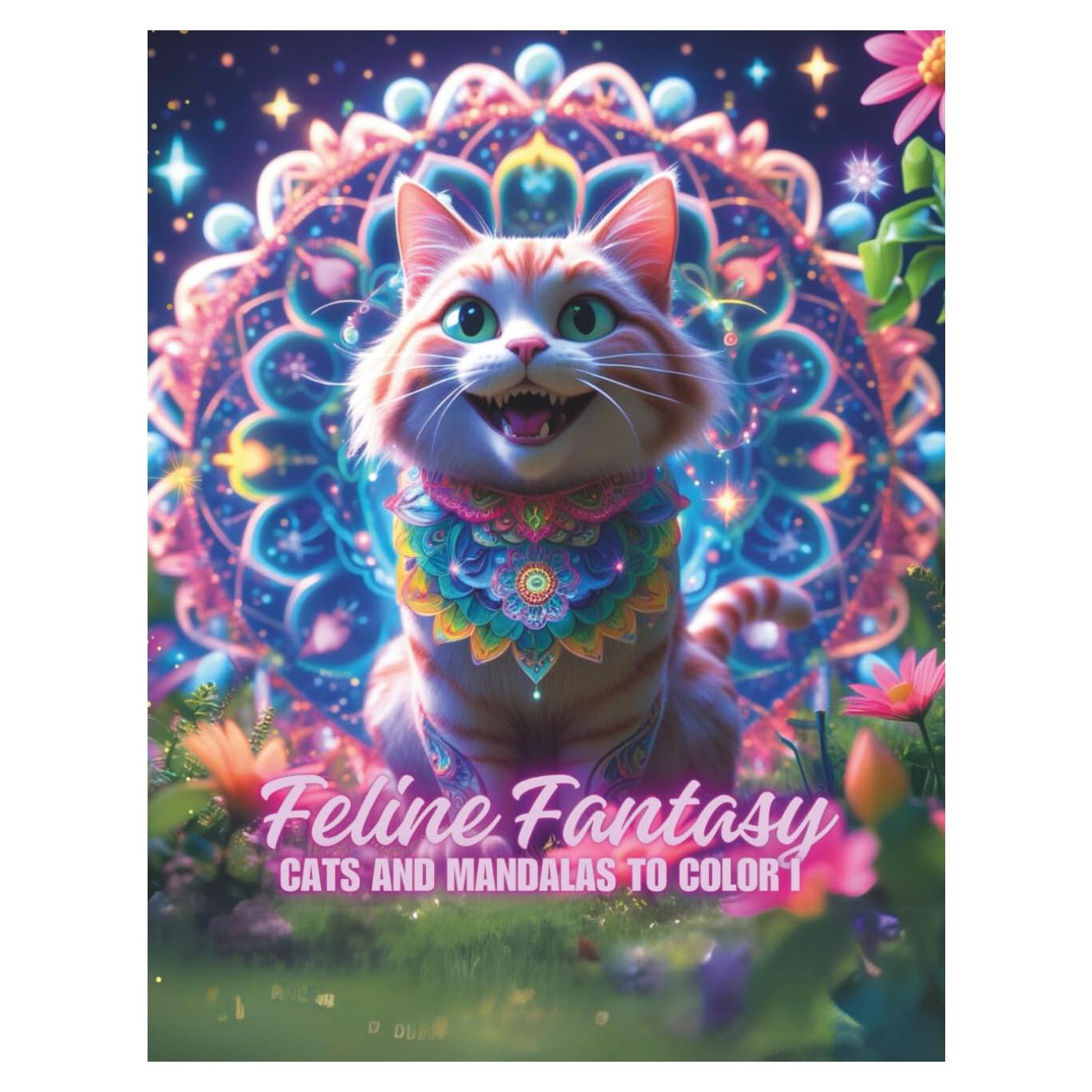 Feline Fantasy Cats and Mandalas to Color: Feline Harmony: Coloring the Magic of Cats" (Spanish Edition)