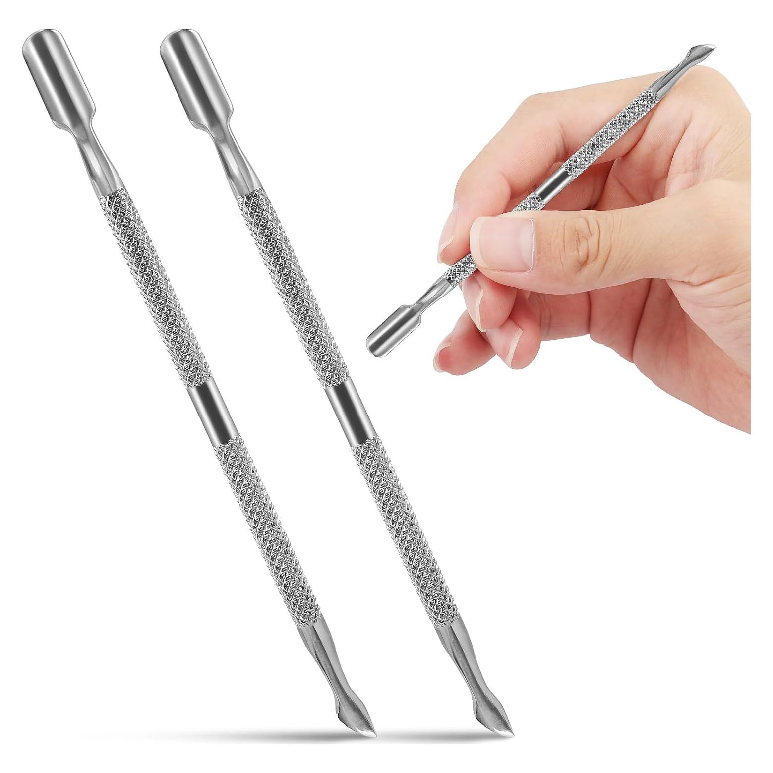 Juego de Empujadores de Cutículas HOFASON 2 Piezas Acero Inoxidable