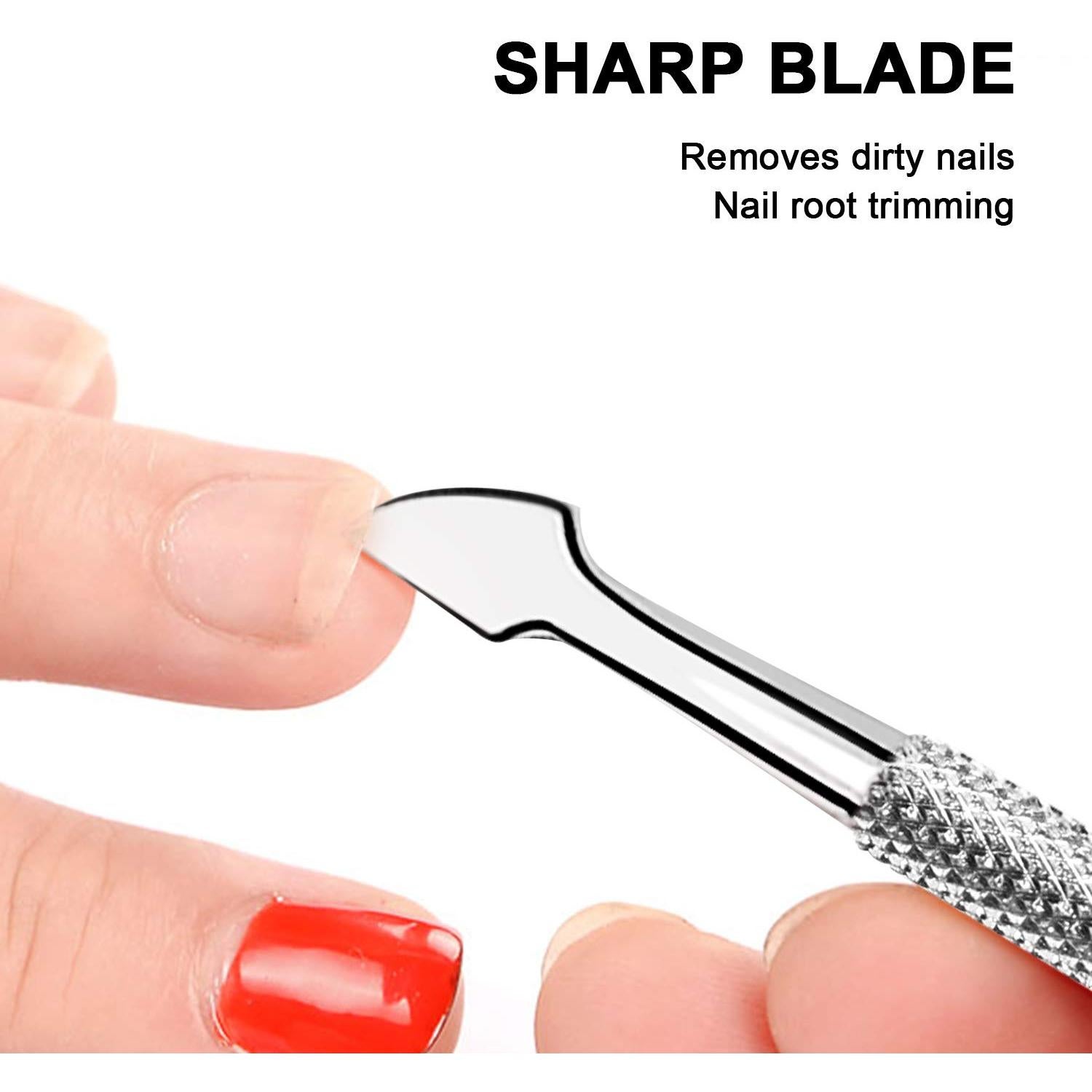 Juego de Empujadores de Cutículas HOFASON 2 Piezas Acero Inoxidable