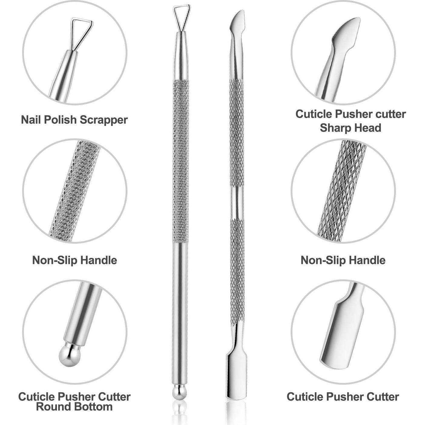 Juego de 2 Herramientas para Cutículas YINYIN - Acero Inoxidable