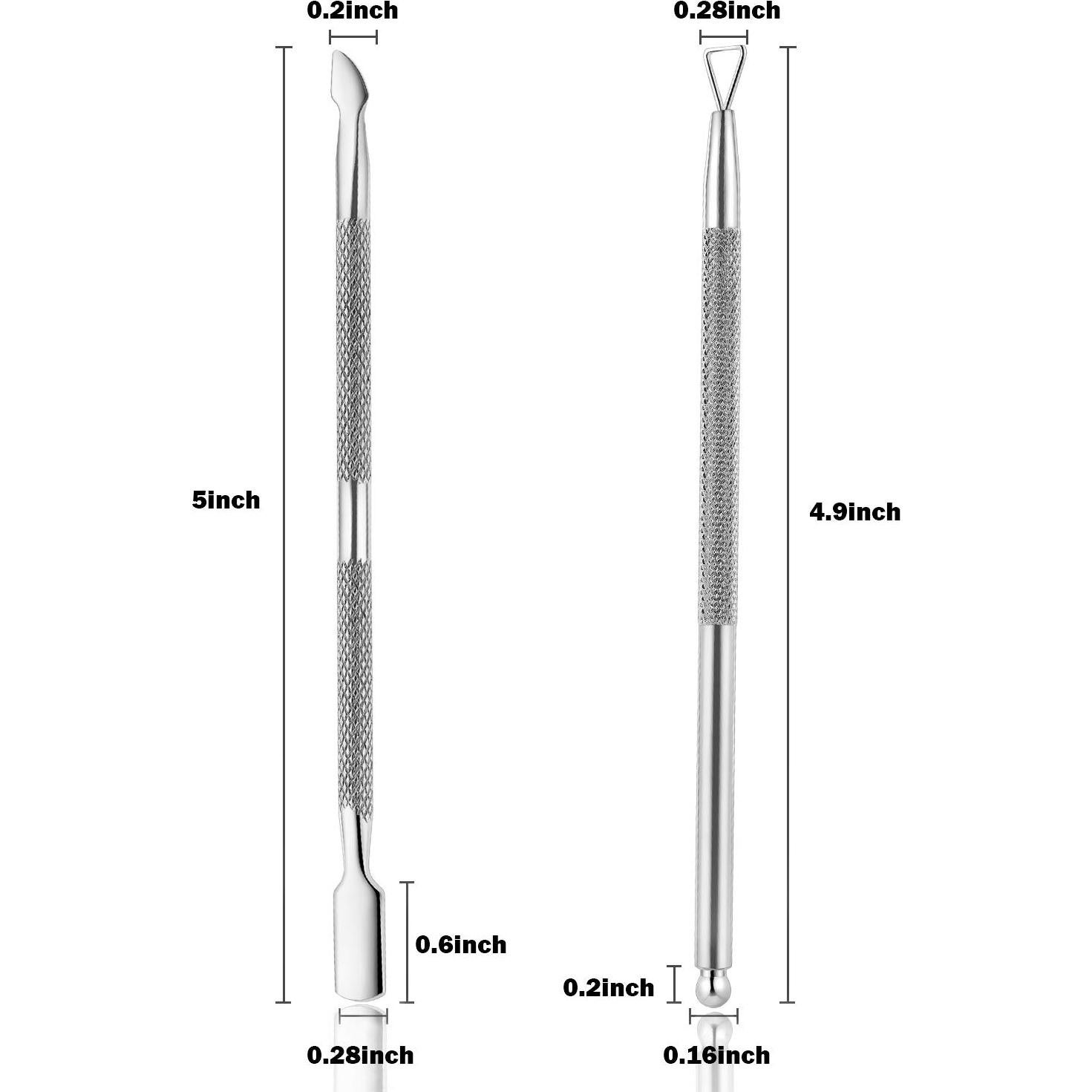Juego de 2 Herramientas para Cutículas YINYIN - Acero Inoxidable