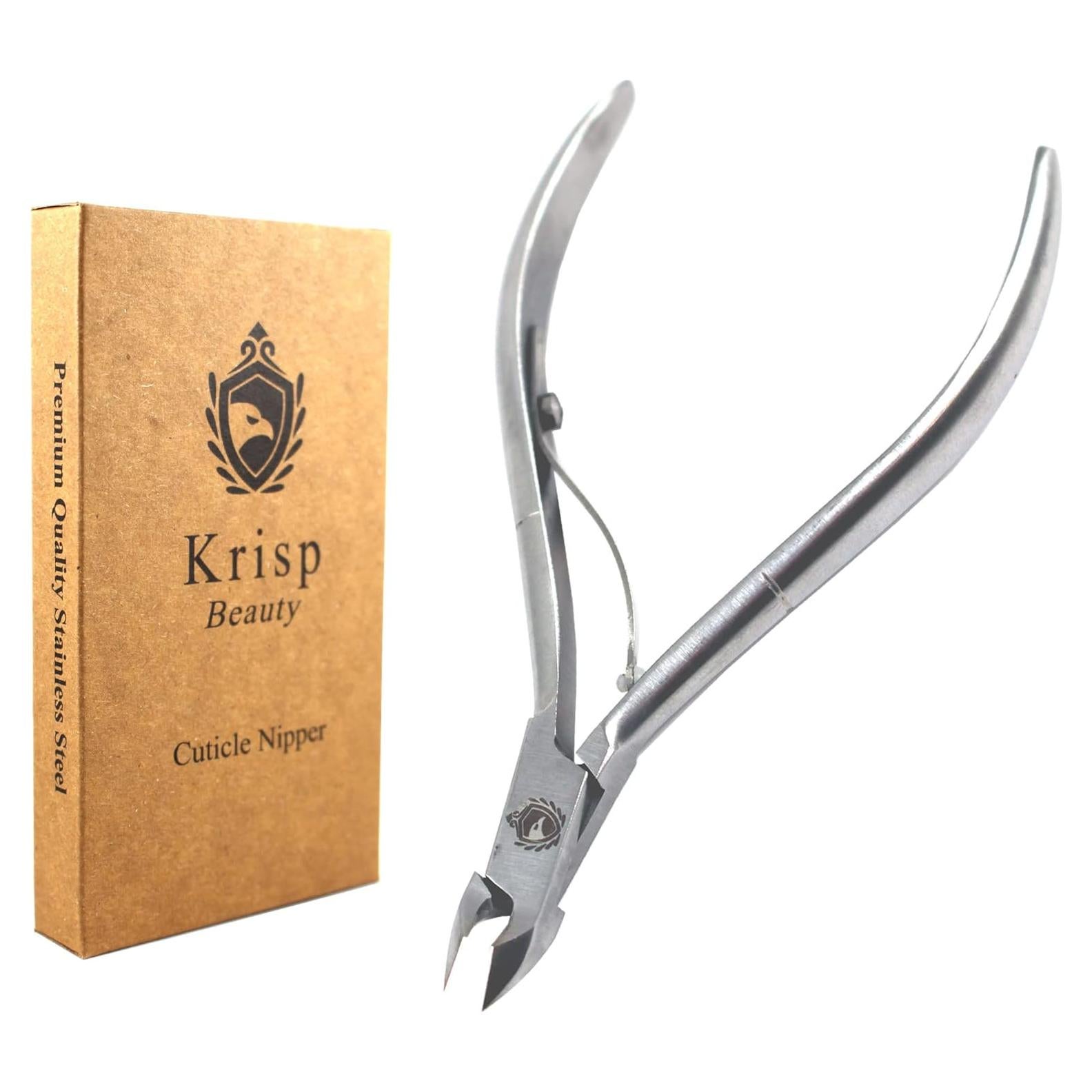 Cuticle Trimmer - Professional Nail Cuticle Nippers Cuticle Remover Cuticle Cutter Scissors Sharp Blades 3/4 Jaw Clippers Stainless Steel Manicure Pedicure Tools Fingernails Toenails by Krisp Beauty