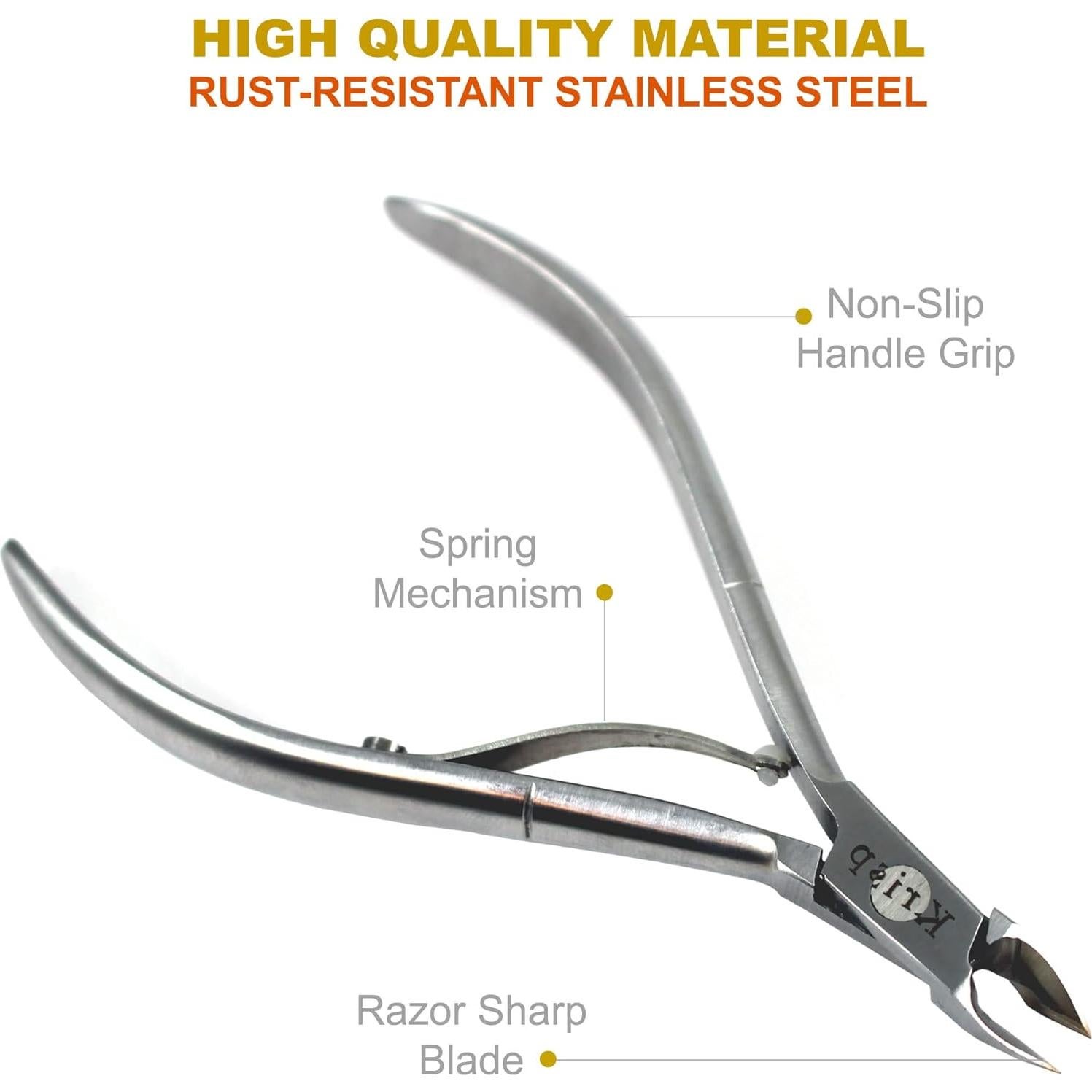 Cuticle Trimmer - Professional Nail Cuticle Nippers Cuticle Remover Cuticle Cutter Scissors Sharp Blades 3/4 Jaw Clippers Stainless Steel Manicure Pedicure Tools Fingernails Toenails by Krisp Beauty