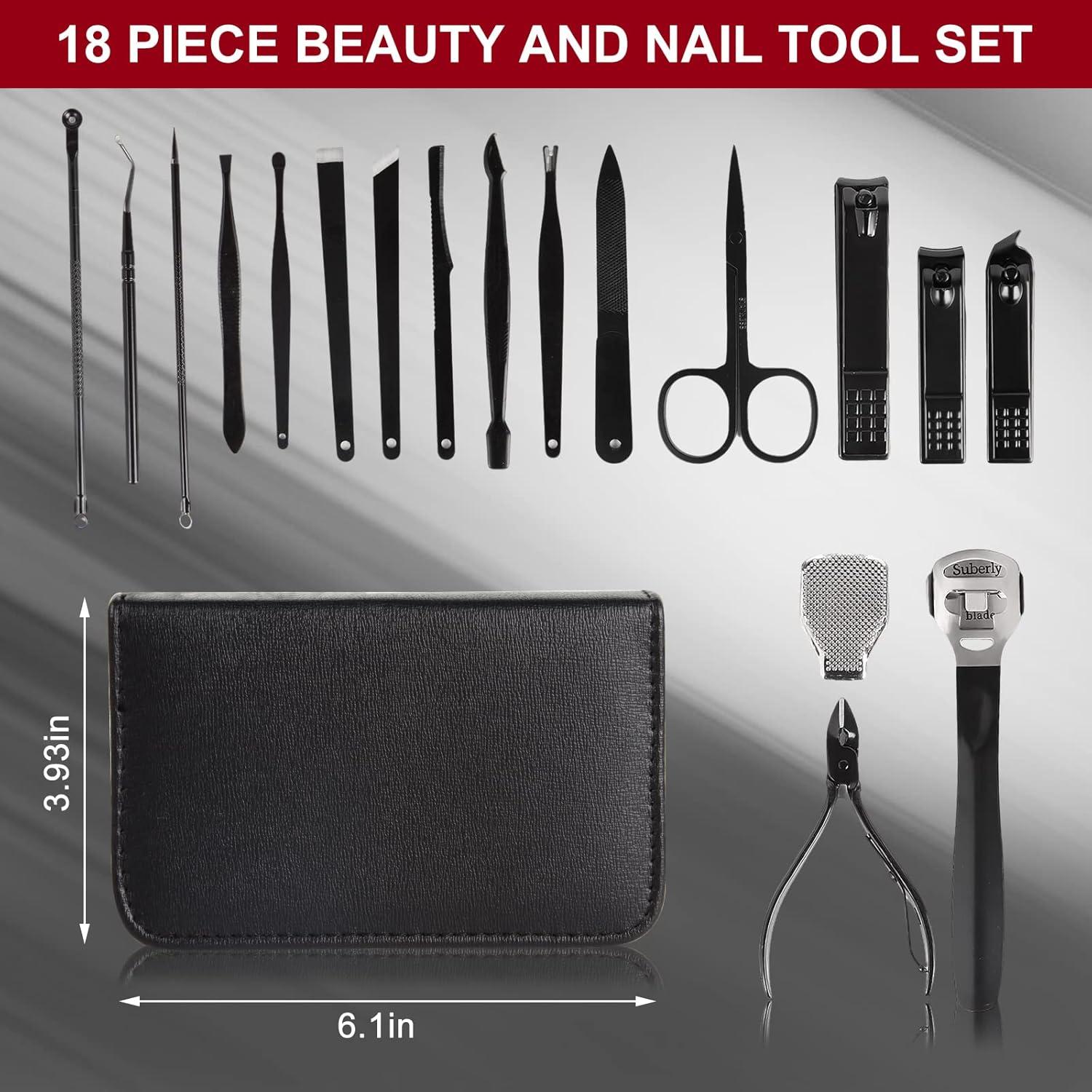 Kit de Manicura y Pedicura 18 en 1 BENLEEDUO Acero Inoxidable
