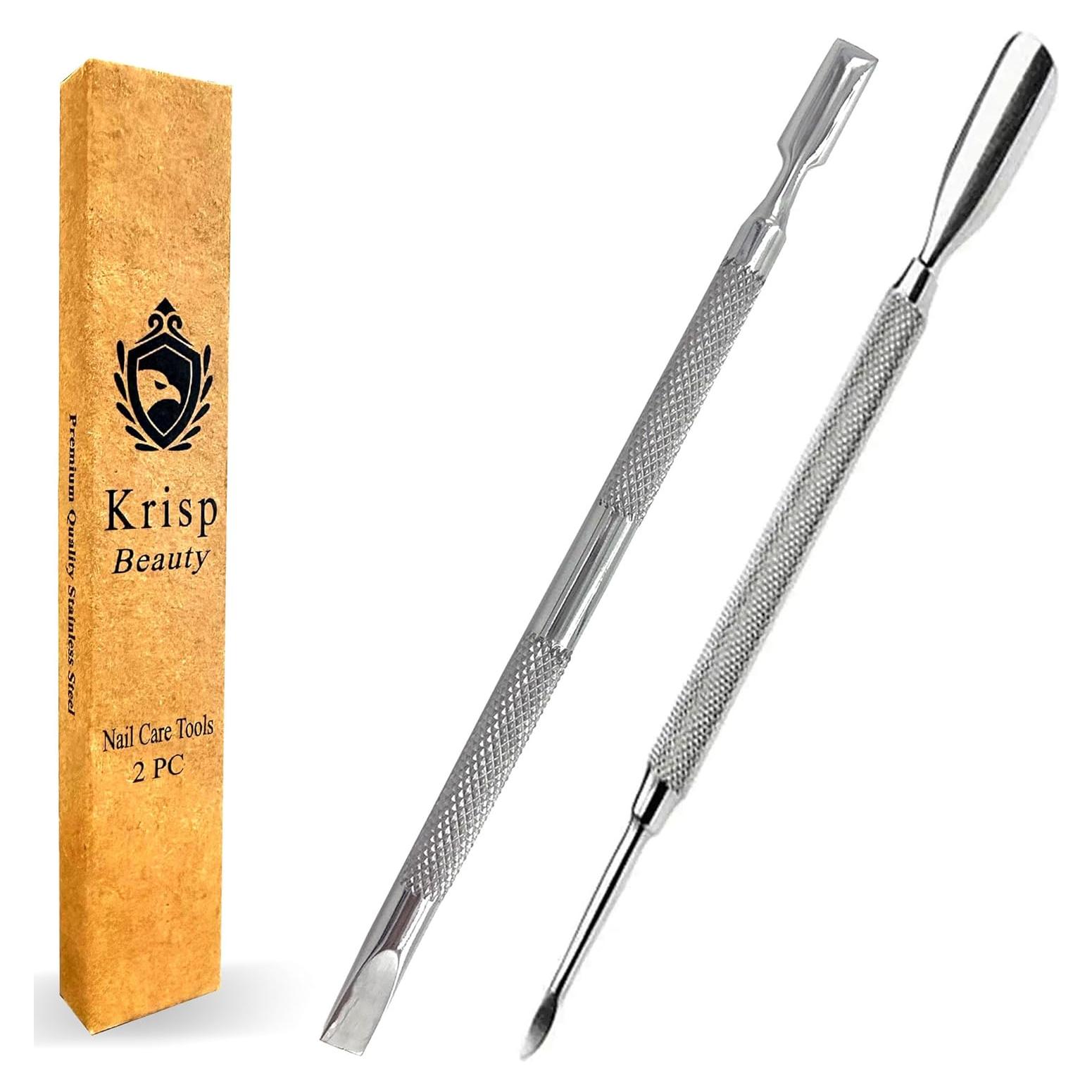 Set de Empujadores de Cutículas Krisp Beauty - Acero Inoxidable 2 Piezas