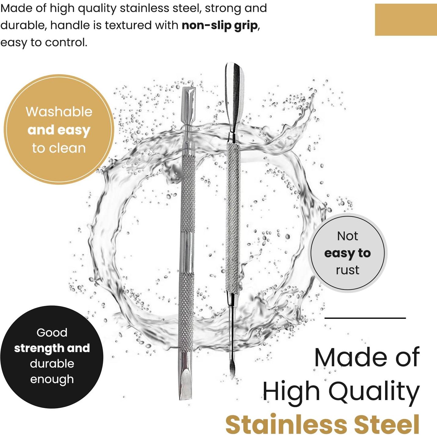 Set de Empujadores de Cutículas Krisp Beauty - Acero Inoxidable 2 Piezas