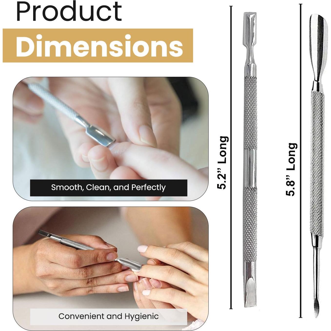 Set de Empujadores de Cutículas Krisp Beauty - Acero Inoxidable 2 Piezas