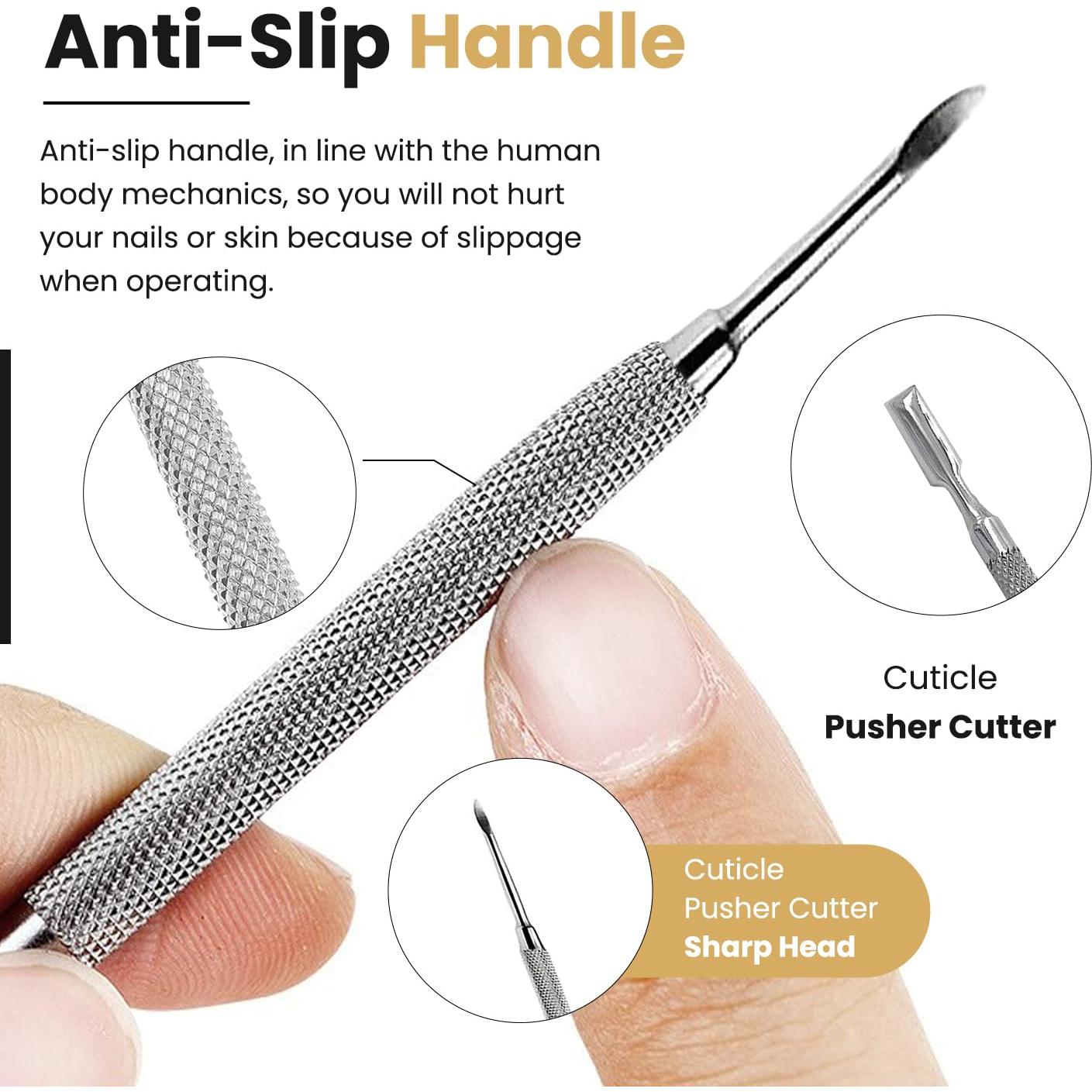 Set de Empujadores de Cutículas Krisp Beauty - Acero Inoxidable 2 Piezas