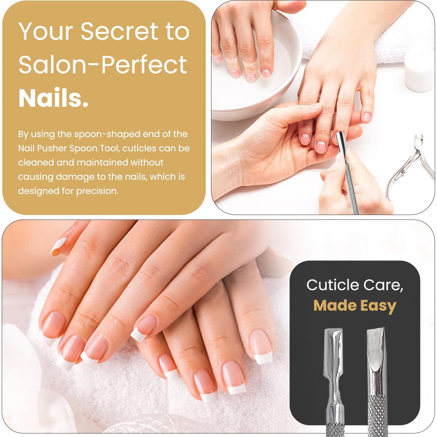 Set de Empujadores de Cutículas Krisp Beauty - Acero Inoxidable 2 Piezas