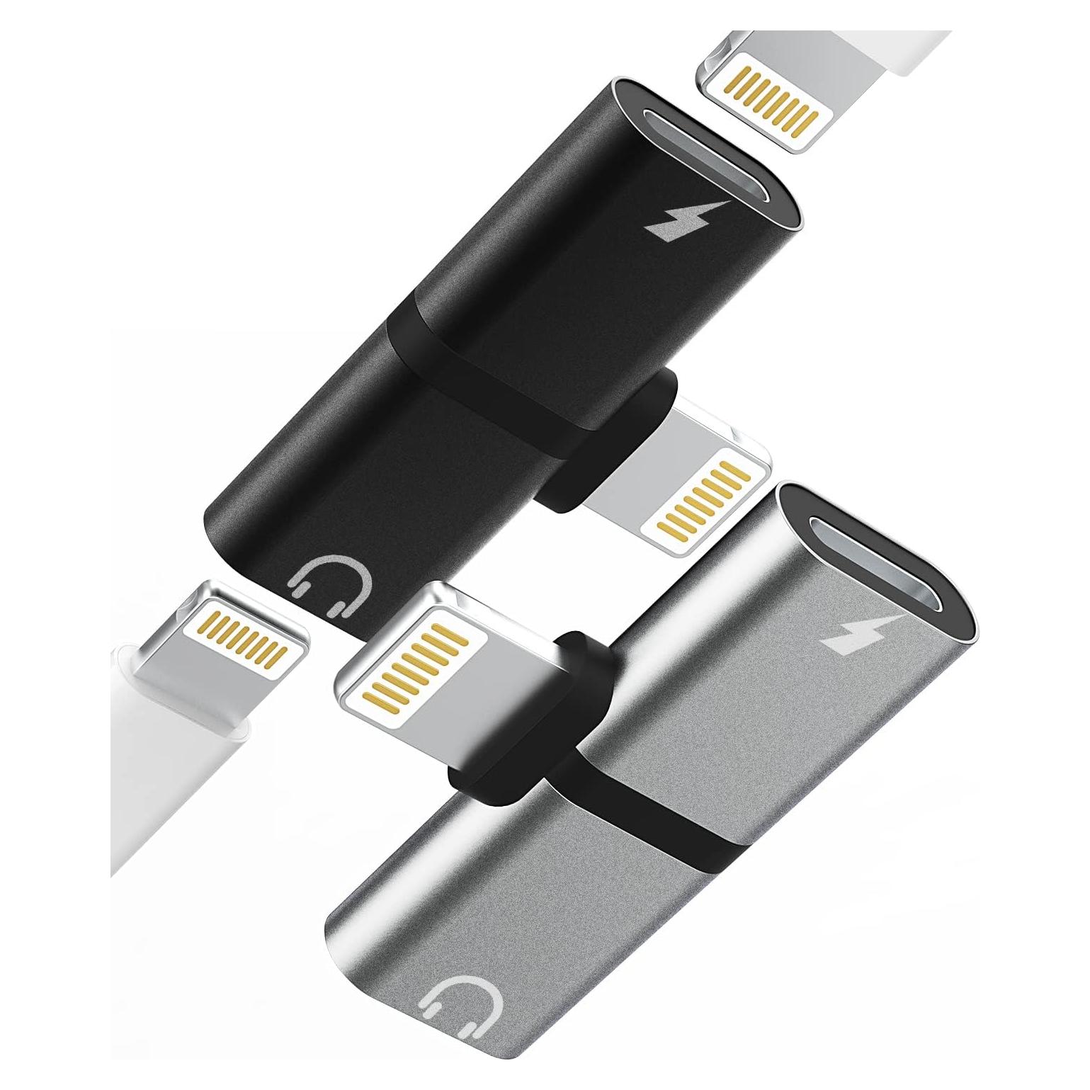Adaptador Lightning a Jack y Cargador Dual Jekruyi 2 en 1
