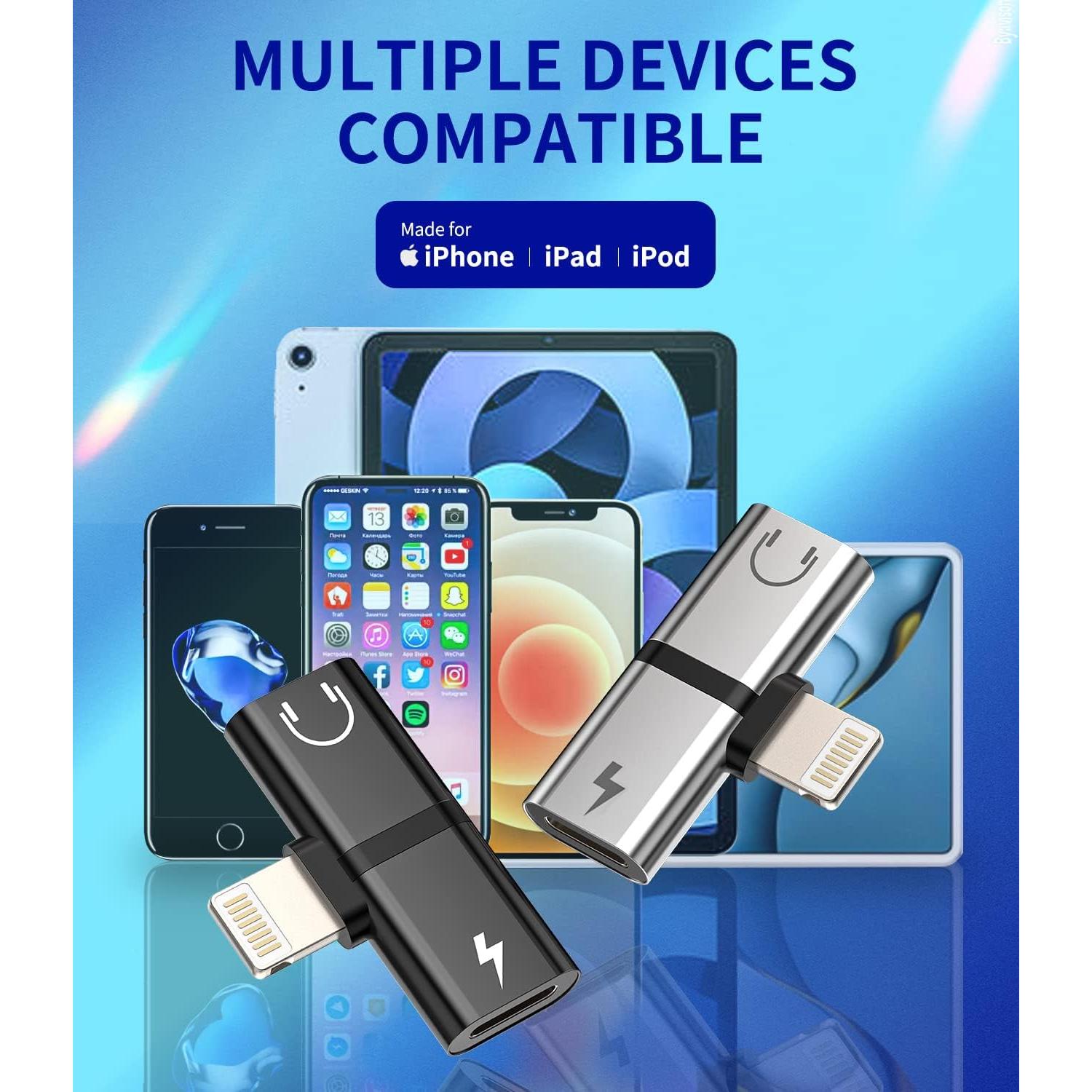 Adaptador Lightning a Jack y Cargador Dual Jekruyi 2 en 1