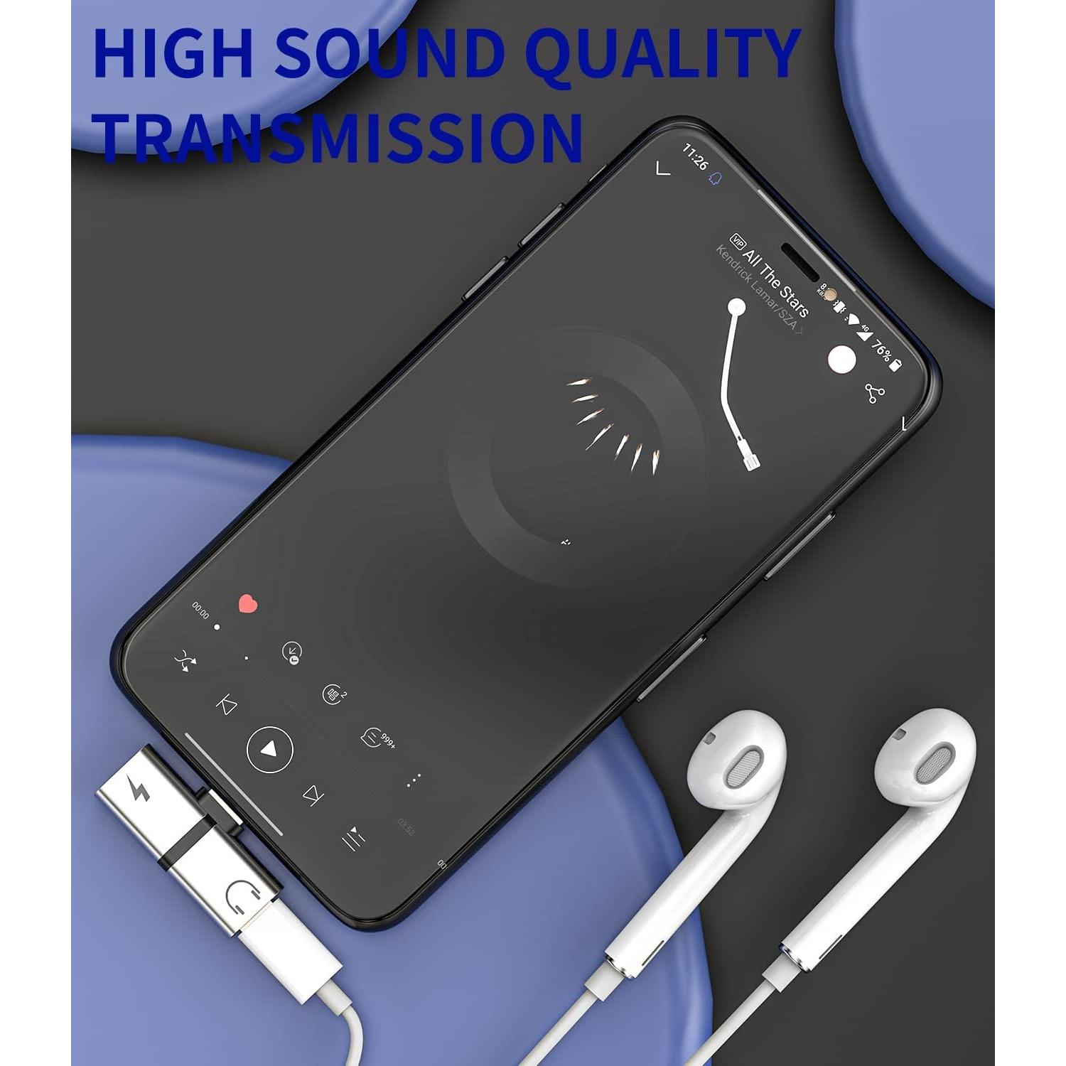 Adaptador Lightning a Jack y Cargador Dual Jekruyi 2 en 1