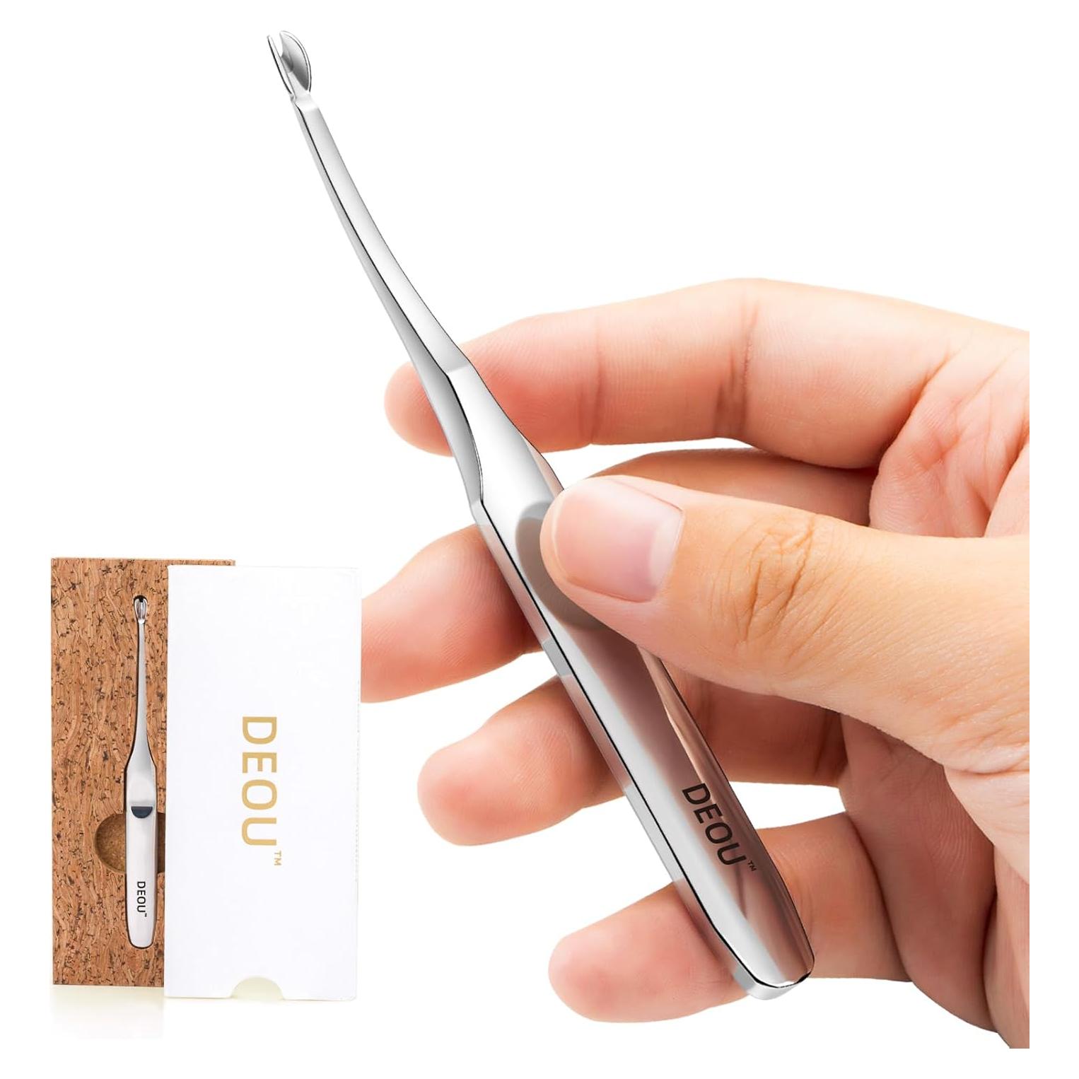 Empujador de Cutículas DEOU Acero Inoxidable Profesional 11.5cm