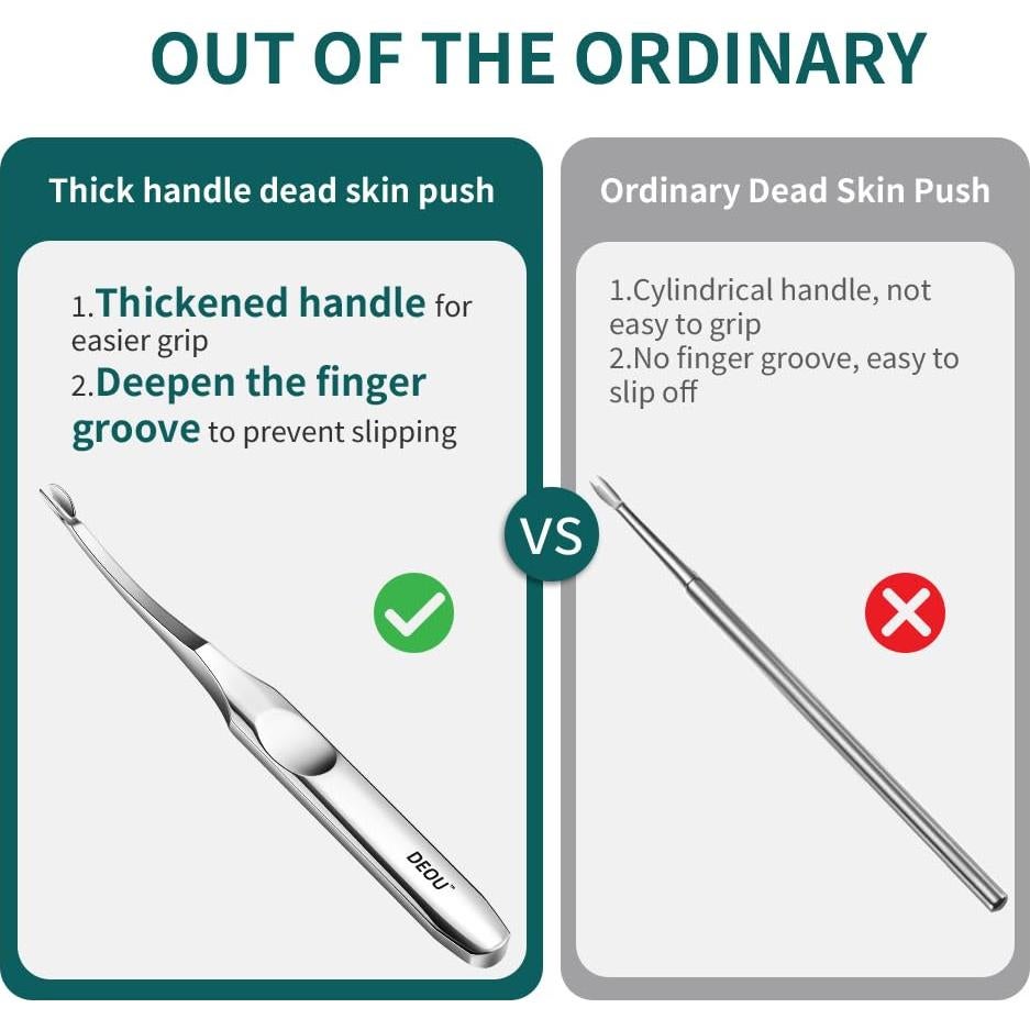 Empujador de Cutículas DEOU Acero Inoxidable Profesional 11.5cm