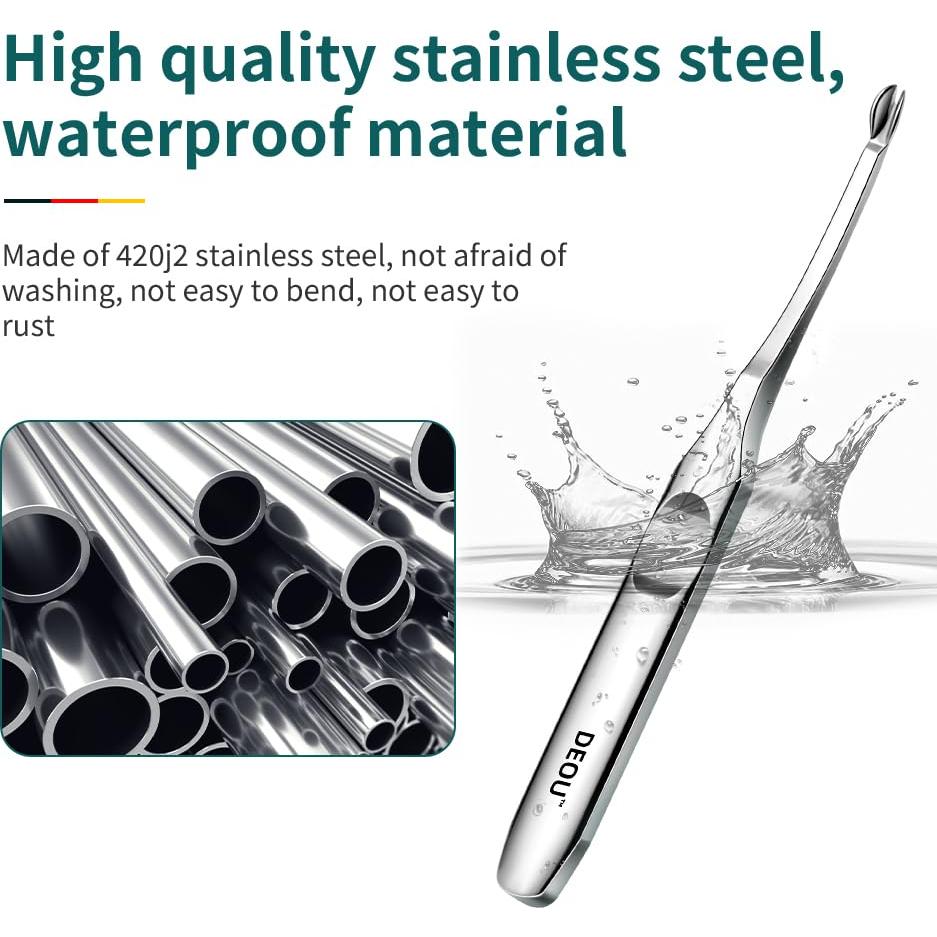 Empujador de Cutículas DEOU Acero Inoxidable Profesional 11.5cm