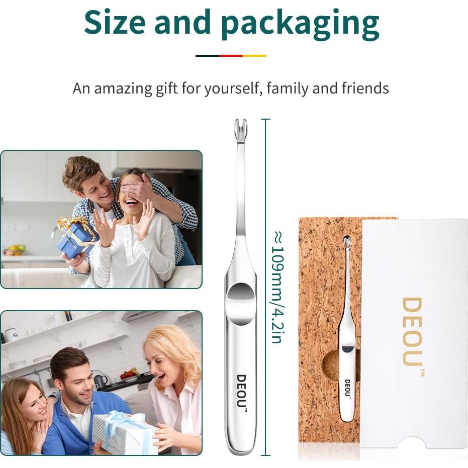 Empujador de Cutículas DEOU Acero Inoxidable Profesional 11.5cm