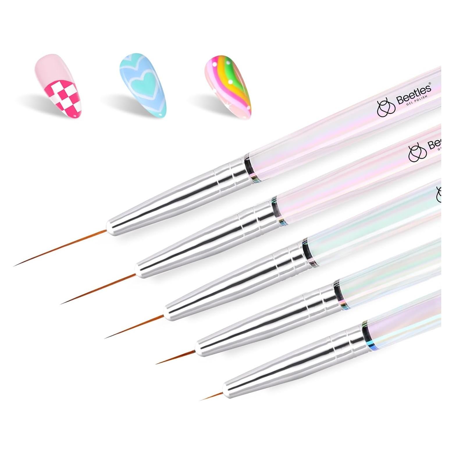 Juego de Pinceles para Arte de Uñas Beetles 5pcs Detalle