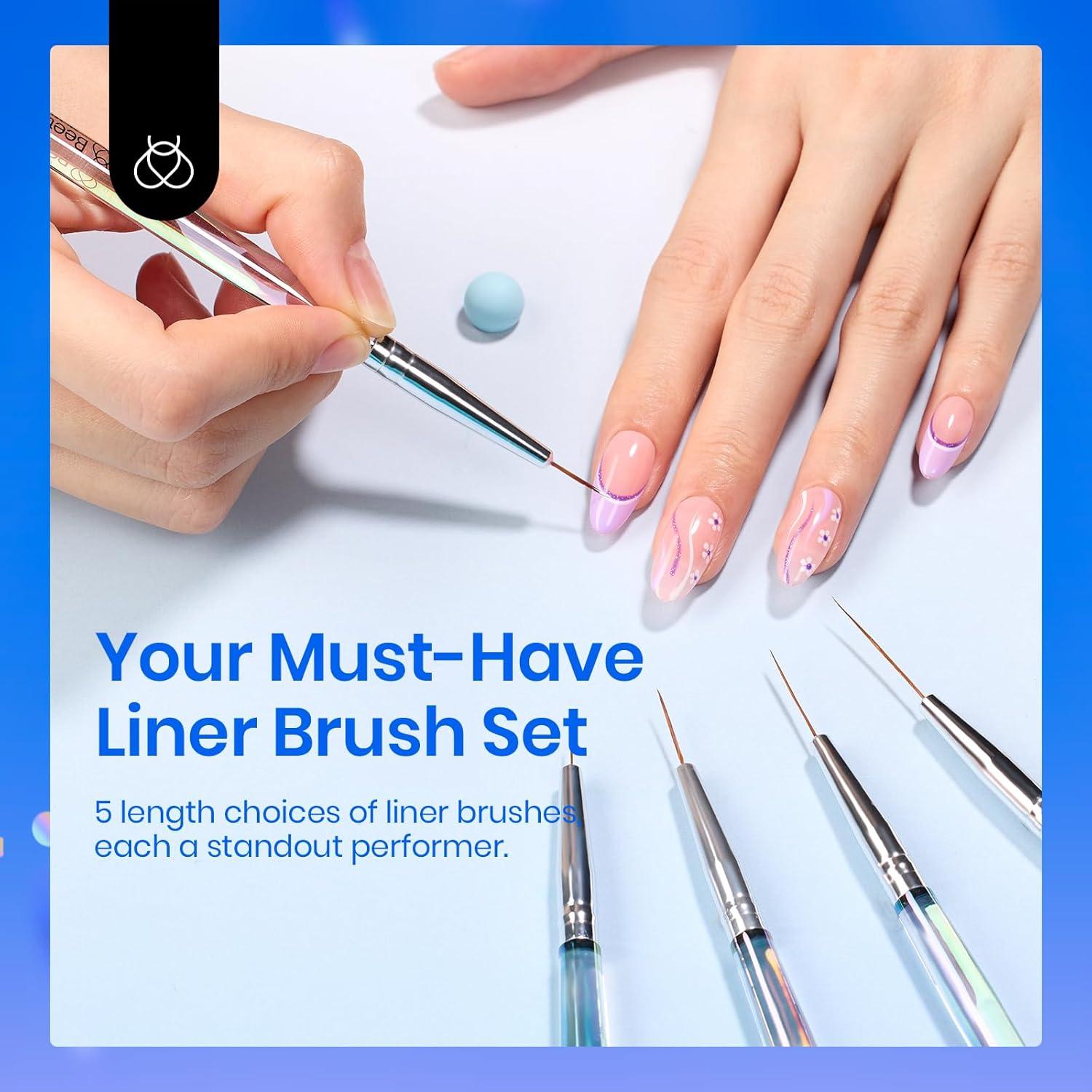 Juego de Pinceles para Arte de Uñas Beetles 5pcs Detalle