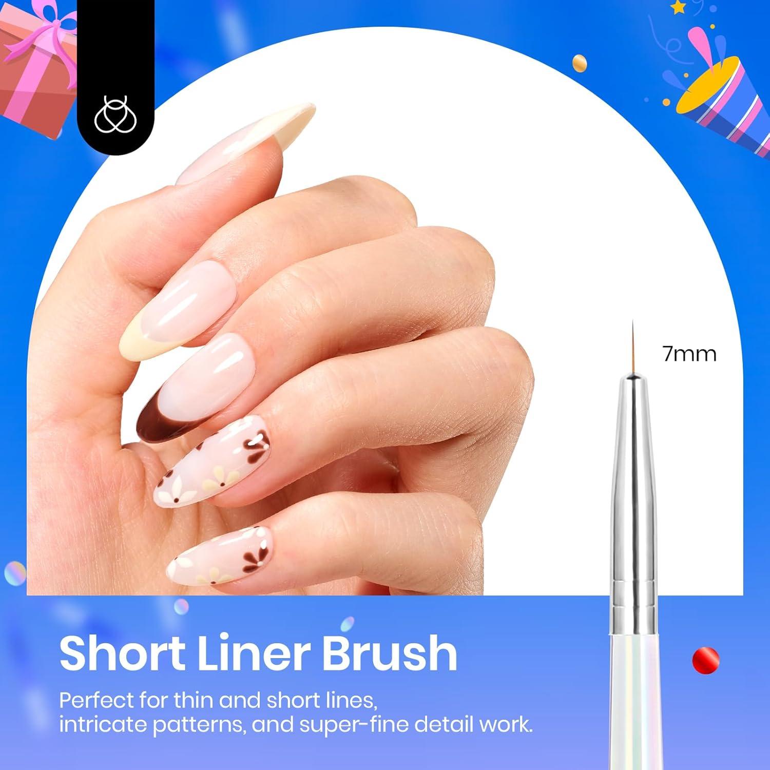 Juego de Pinceles para Arte de Uñas Beetles 5pcs Detalle