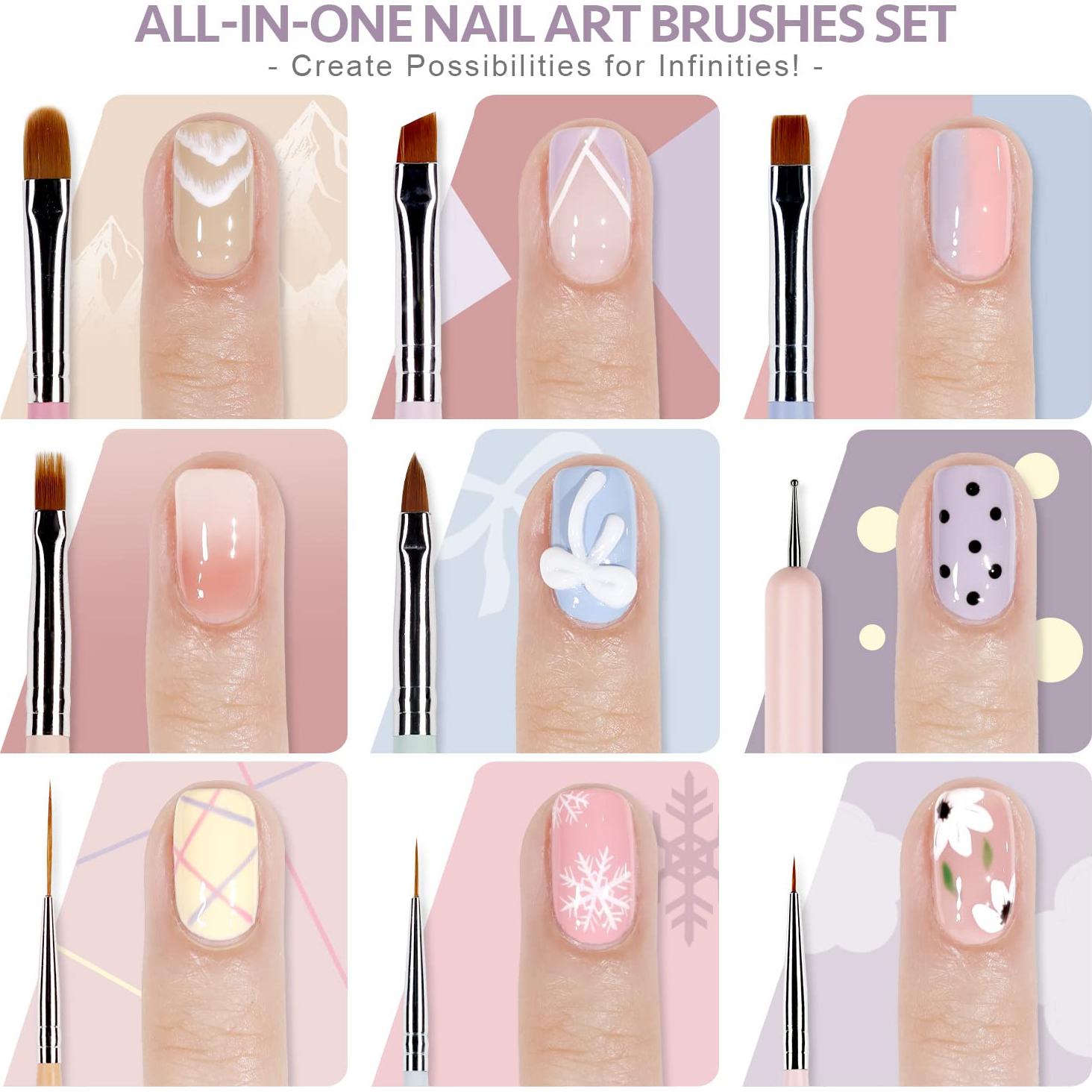 Set de 8 Pinceles para Uñas GAOY - Herramientas de Arte