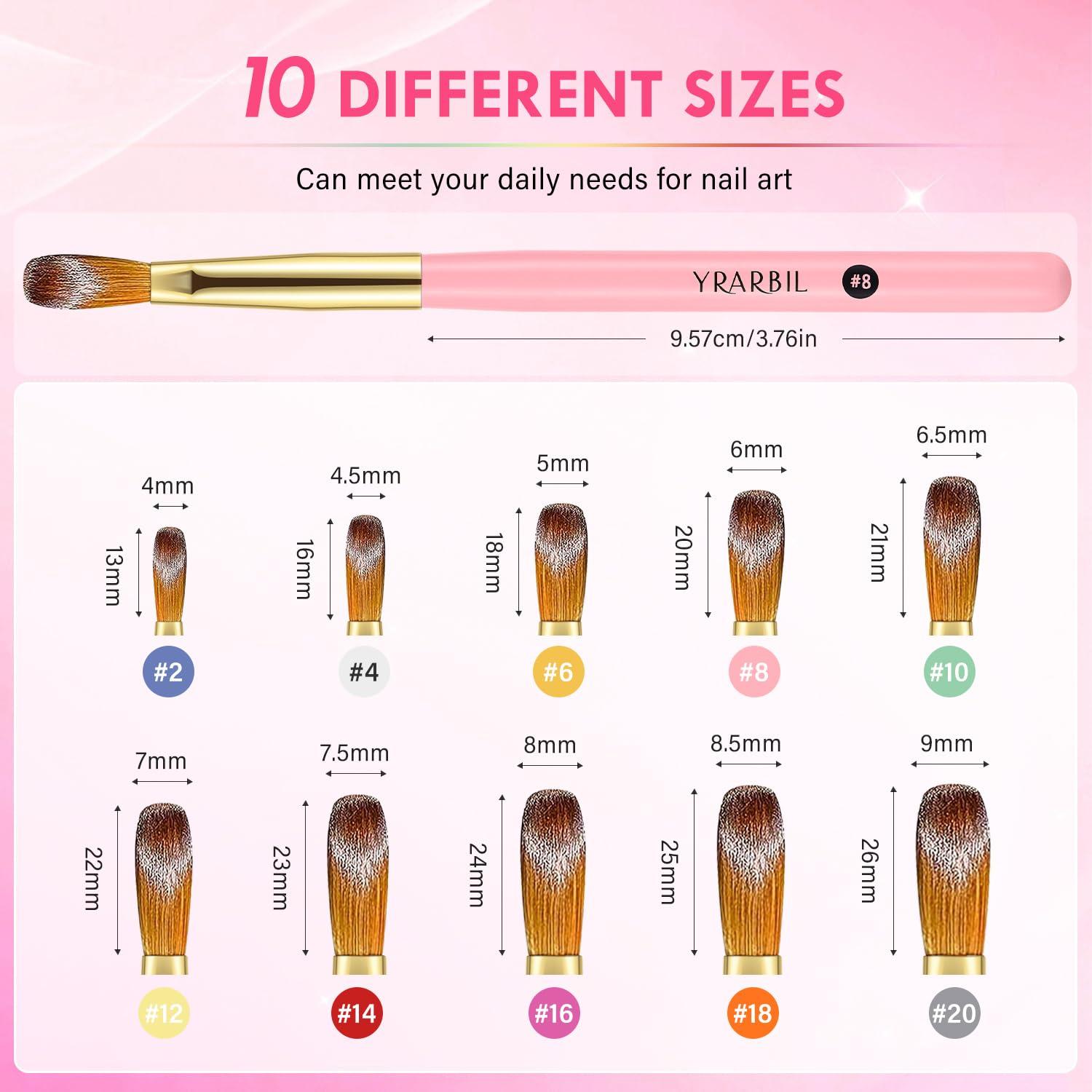 Juego de Pinceles para Uñas Acrílicas Yrarbil 10PCS Profesional