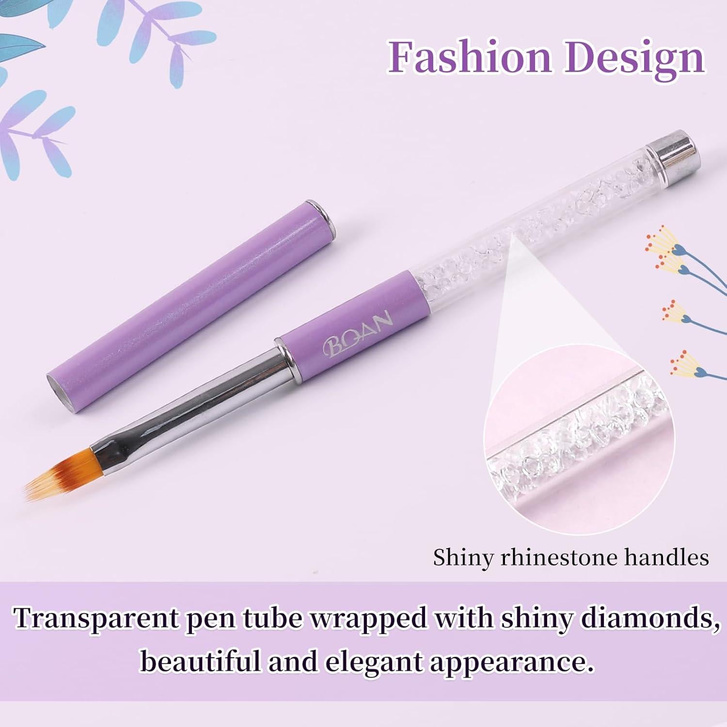 Pincel Ombre para Uñas BQAN con Mango de Rhinestone 15cm