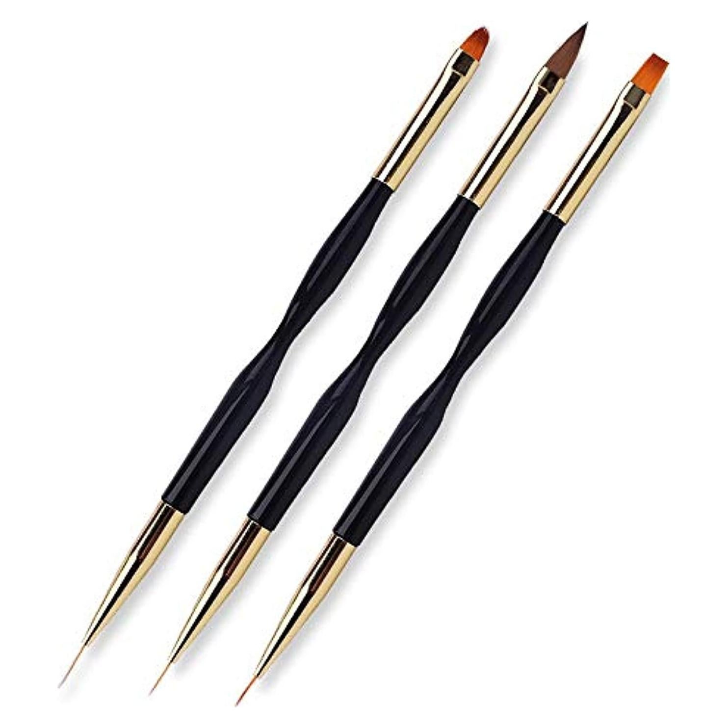 Set de 3 Pinceles para Uñas FULINJOY Doble Extremo 7-11mm