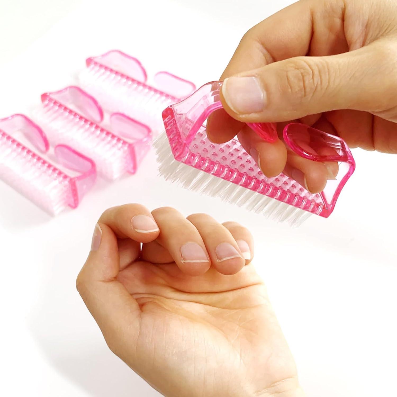 Kit de 4 Cepillos de Uñas SQULIGT con Mango Antideslizante Rosa