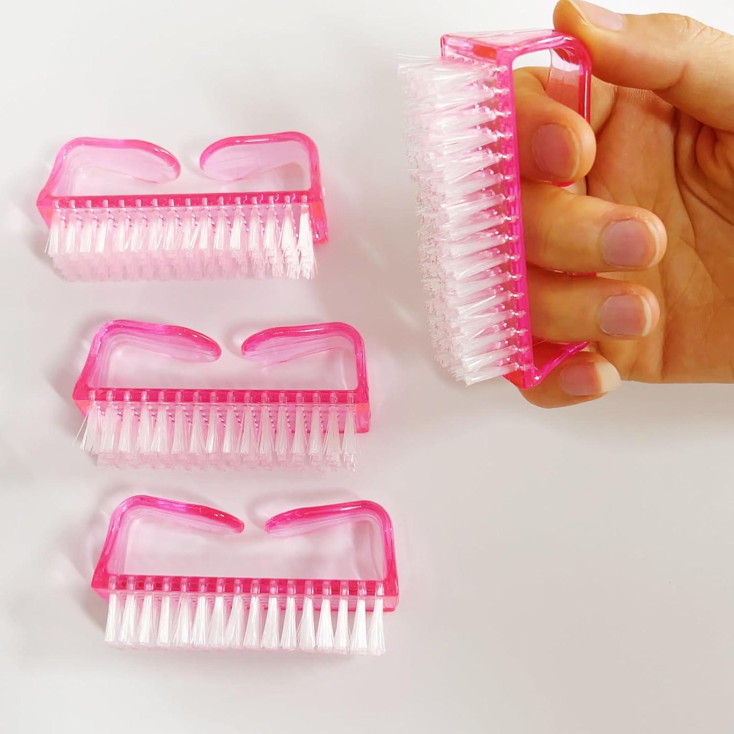 Kit de 4 Cepillos de Uñas SQULIGT con Mango Antideslizante Rosa