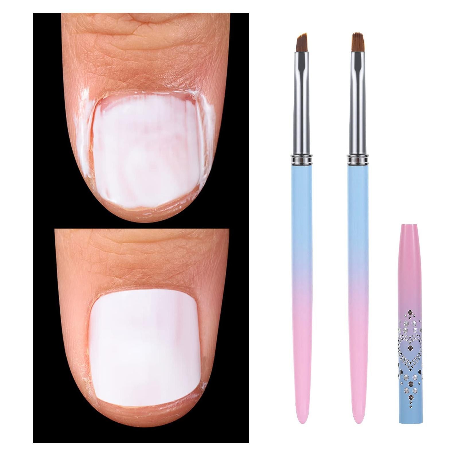 Pinceles de Limpieza para Uñas INENK - 2 Pcs Redondos y Angulados