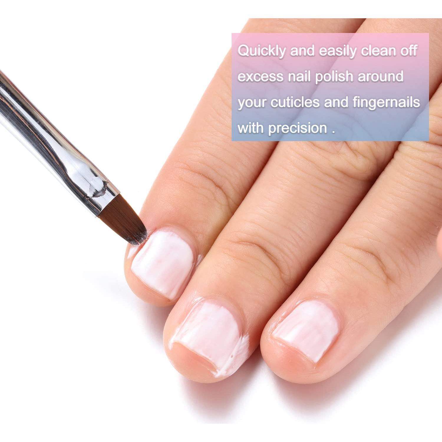 Pinceles de Limpieza para Uñas INENK - 2 Pcs Redondos y Angulados