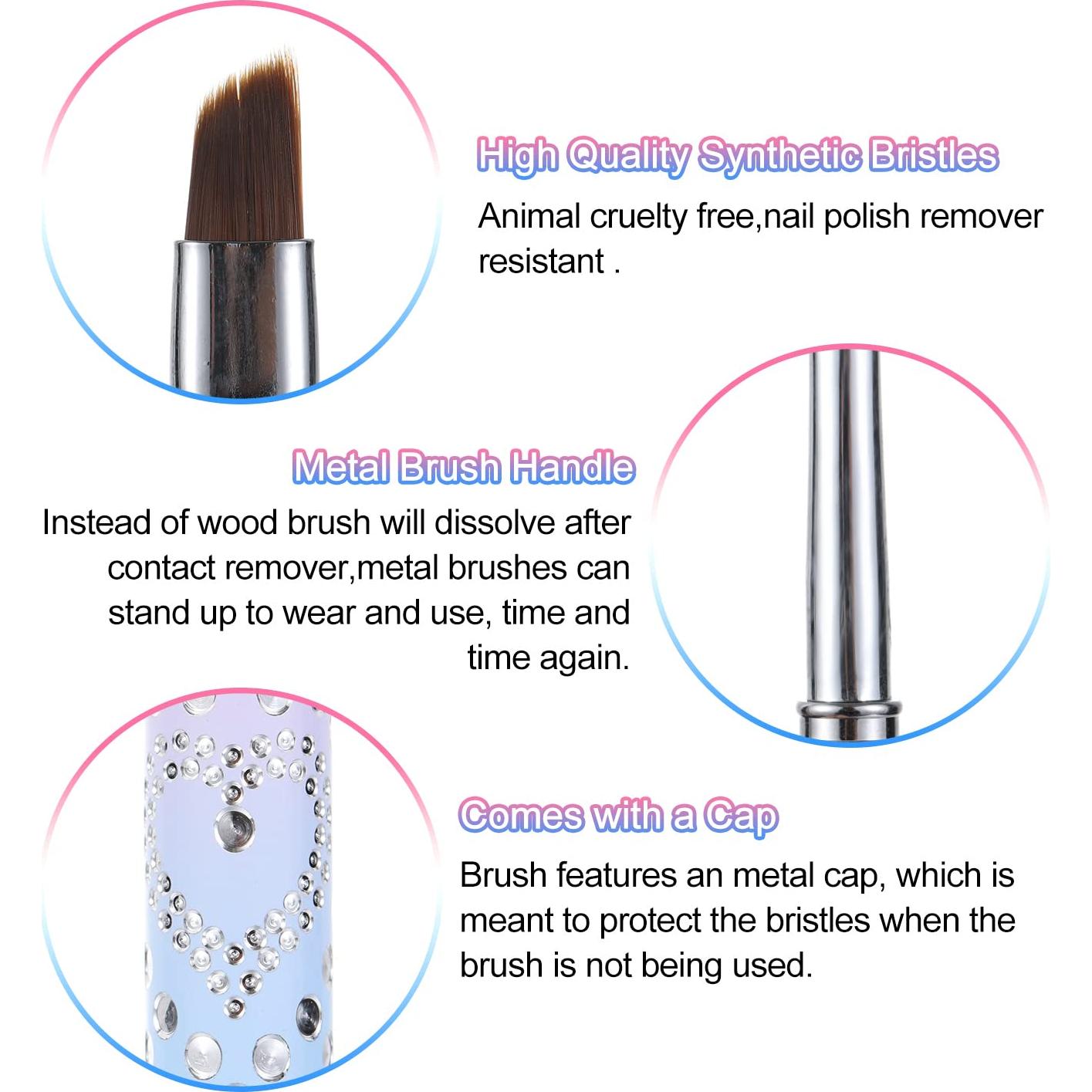 Pinceles de Limpieza para Uñas INENK - 2 Pcs Redondos y Angulados