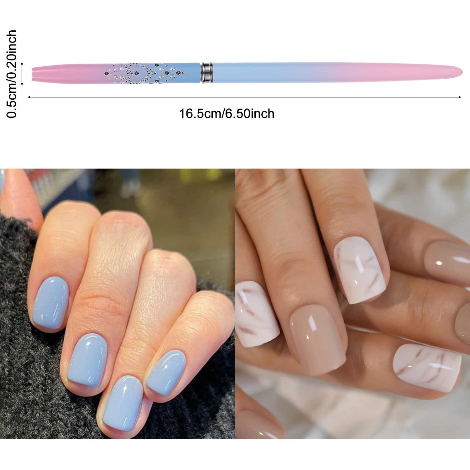 Pinceles de Limpieza para Uñas INENK - 2 Pcs Redondos y Angulados