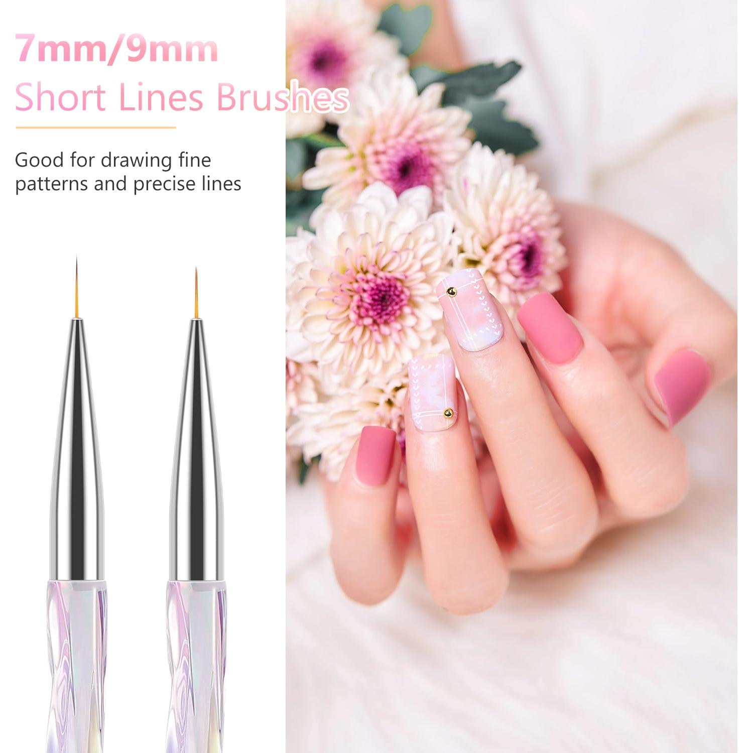 Pinceles de Arte de Uñas TEOYALL - 5 Longitudes 7-20mm