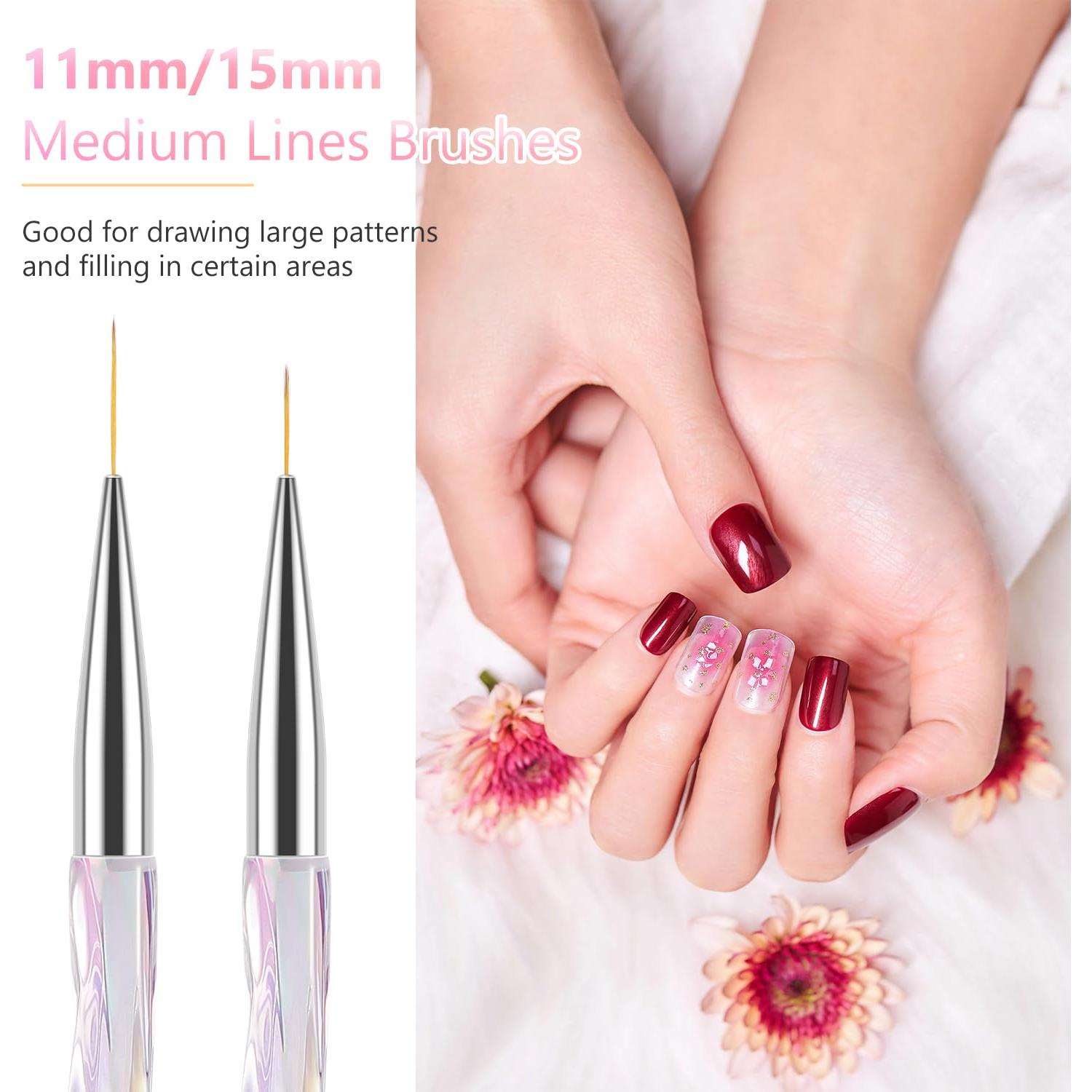 Pinceles de Arte de Uñas TEOYALL - 5 Longitudes 7-20mm