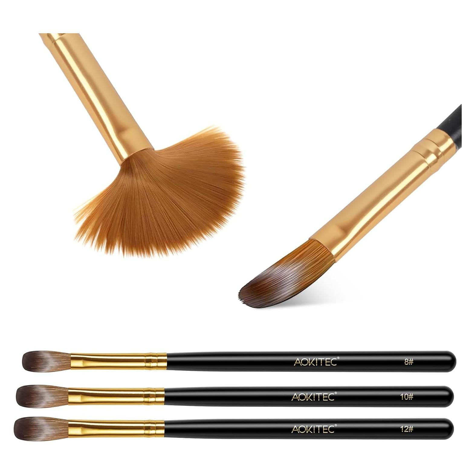 Set de Pinceles de Uñas Acrílicas Aokitec 3 Piezas 10/12/14
