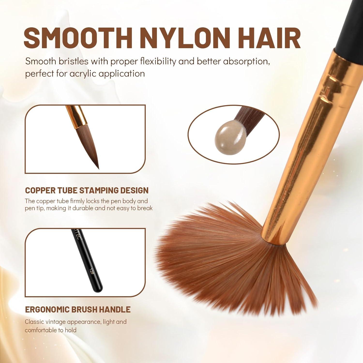 Set de Pinceles de Uñas Acrílicas Aokitec 3 Piezas 10/12/14