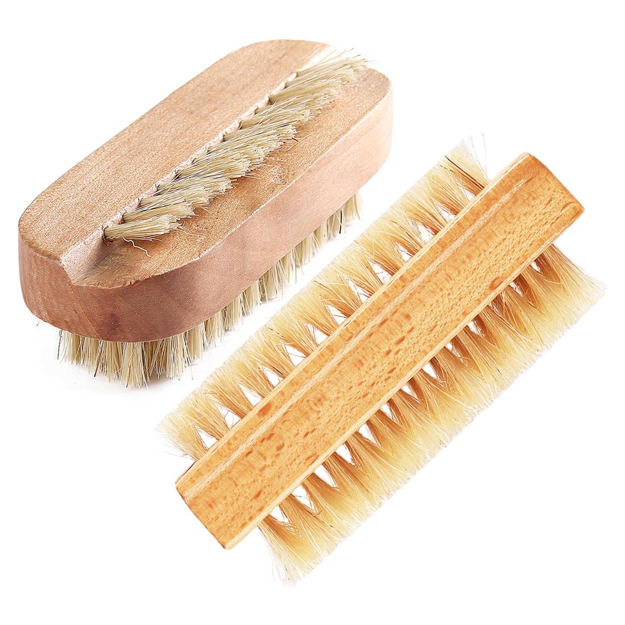 Cepillo de Uñas de Bambú Sotong 2 Pcs para Manicura y Pedicura