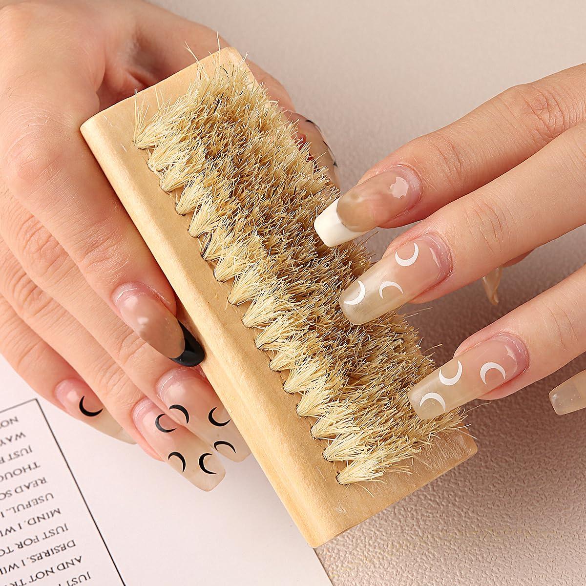 Cepillo de Uñas de Bambú Sotong 2 Pcs para Manicura y Pedicura