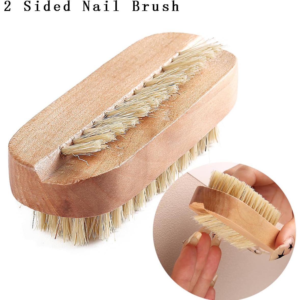 Cepillo de Uñas de Bambú Sotong 2 Pcs para Manicura y Pedicura