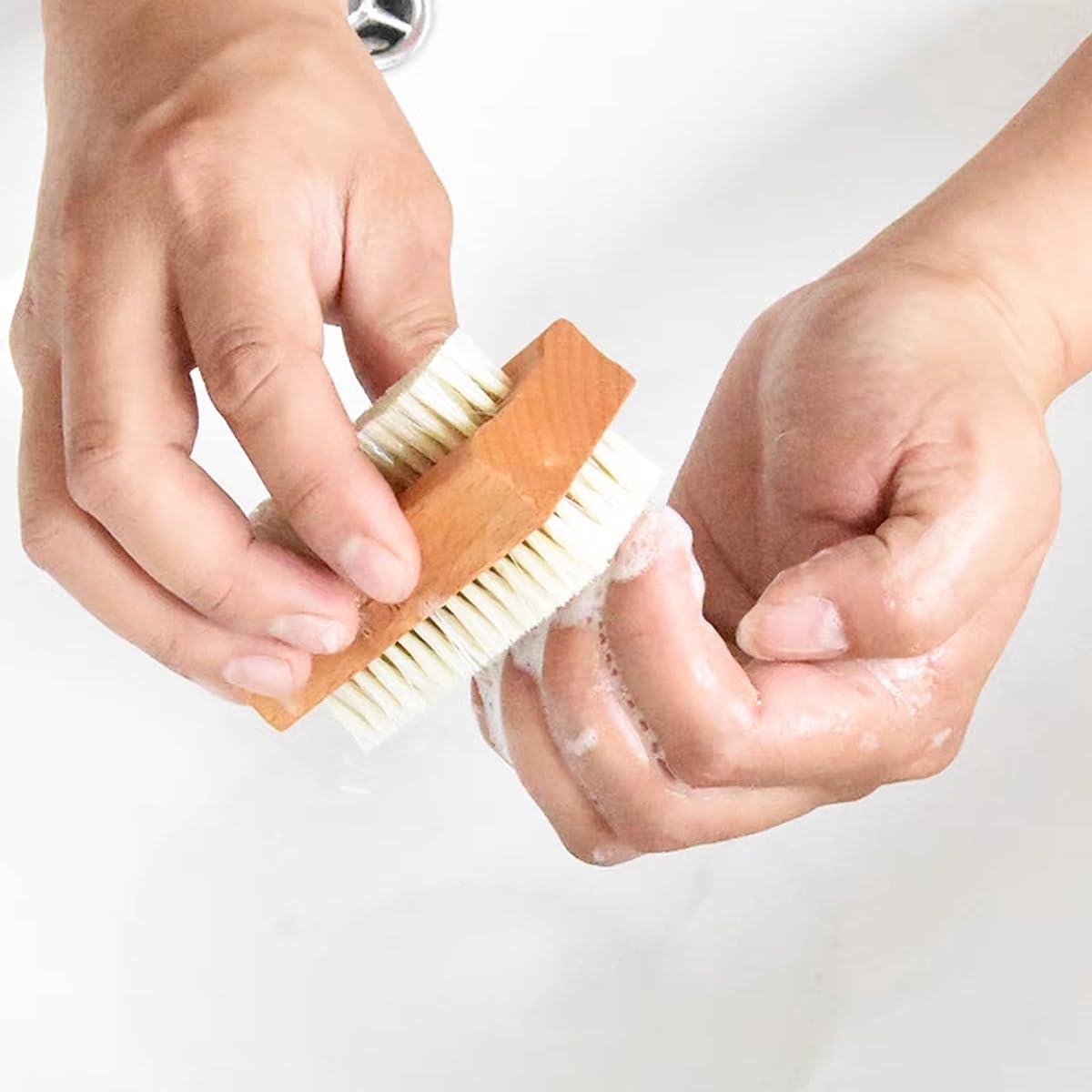 Cepillo de Uñas de Bambú Sotong 2 Pcs para Manicura y Pedicura