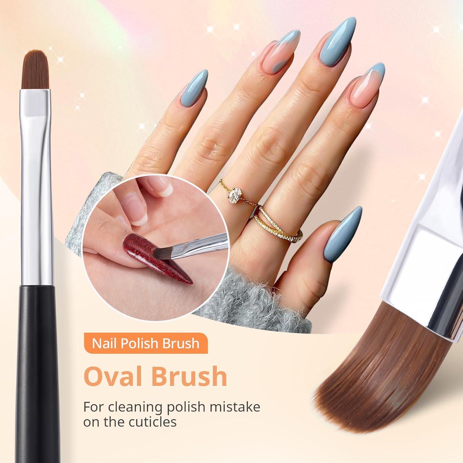 Conjunto de Pinceles para Uñas AIRSEE 3 Pcs Ovalados Angulados Planos