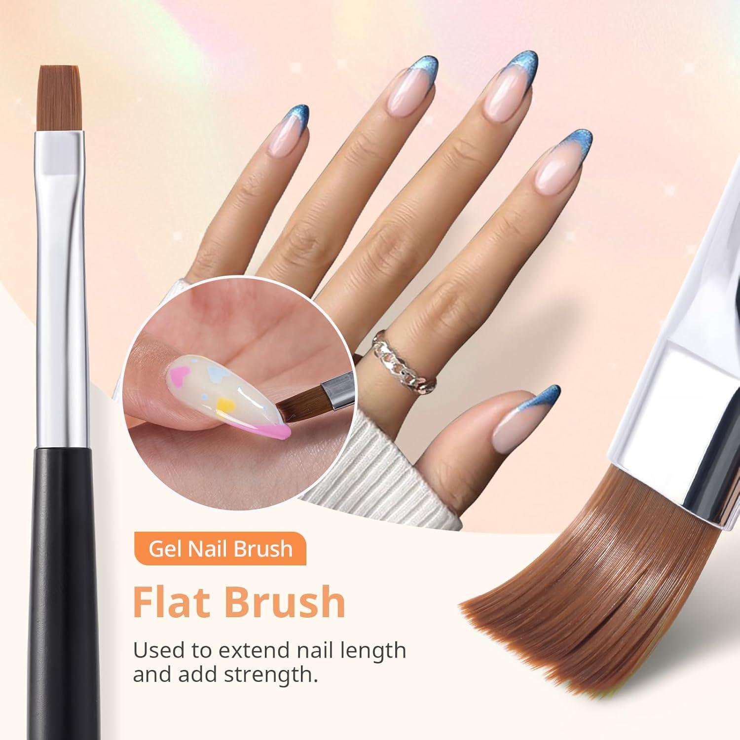 Conjunto de Pinceles para Uñas AIRSEE 3 Pcs Ovalados Angulados Planos