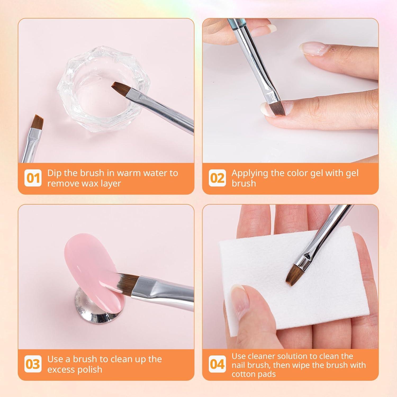 Conjunto de Pinceles para Uñas AIRSEE 3 Pcs Ovalados Angulados Planos