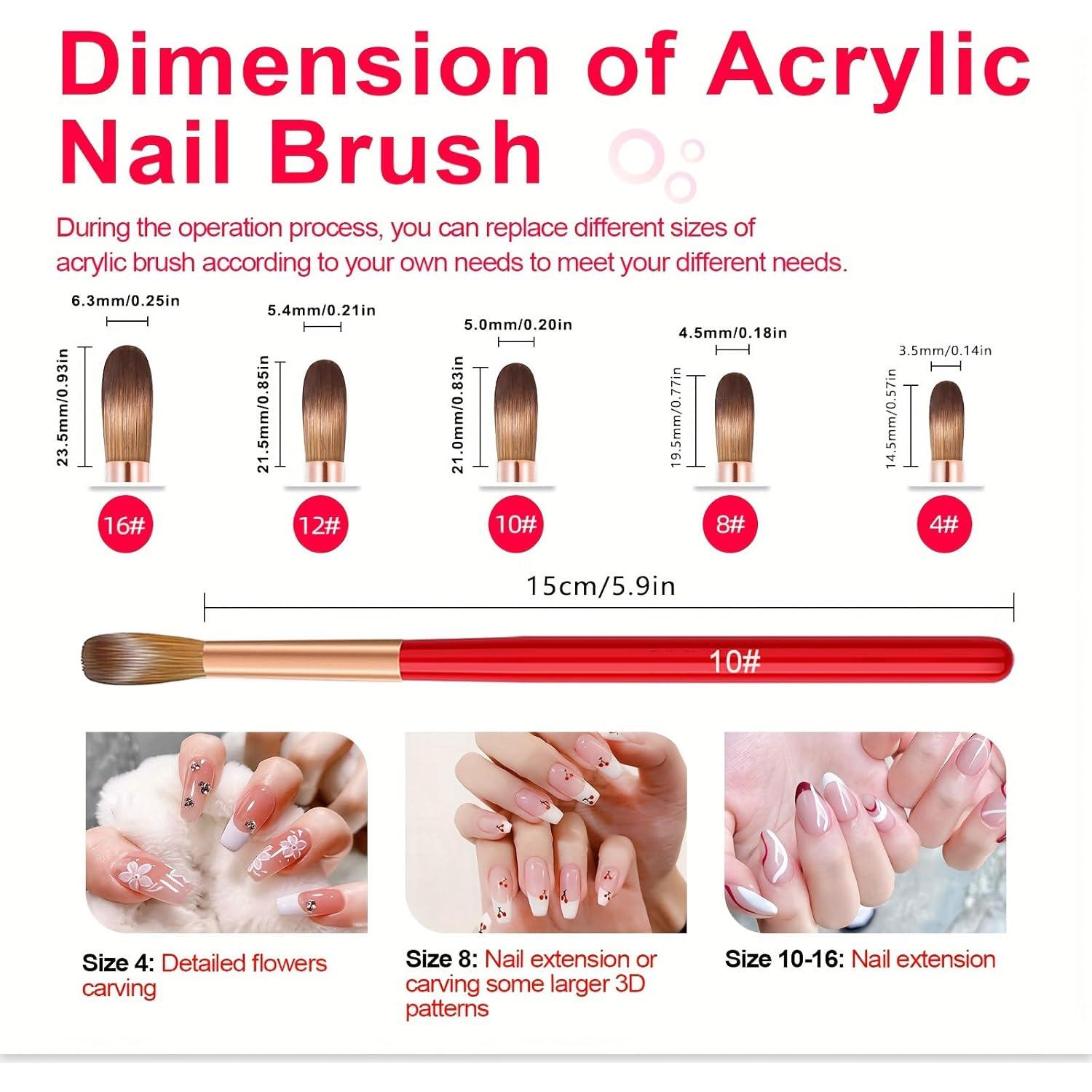 Juego de 5 Brochas Acrílicas Profesionales MUSILAN para Uñas